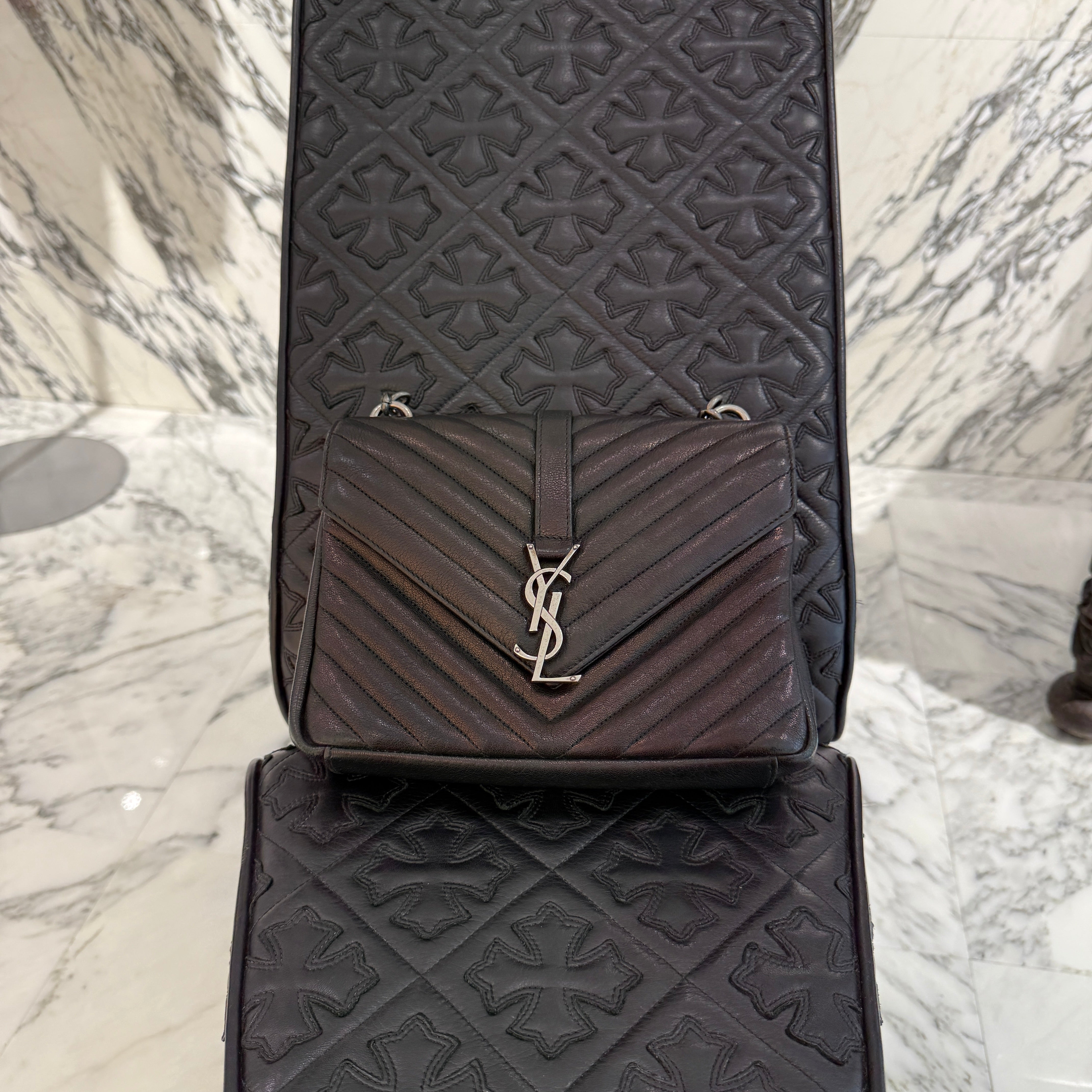 SAINT LAURENT PARIS College Lamb Skin Leather Shoulder Bag サンローランパリ カレッジ ラムスキン レザー ショルダーバッグ