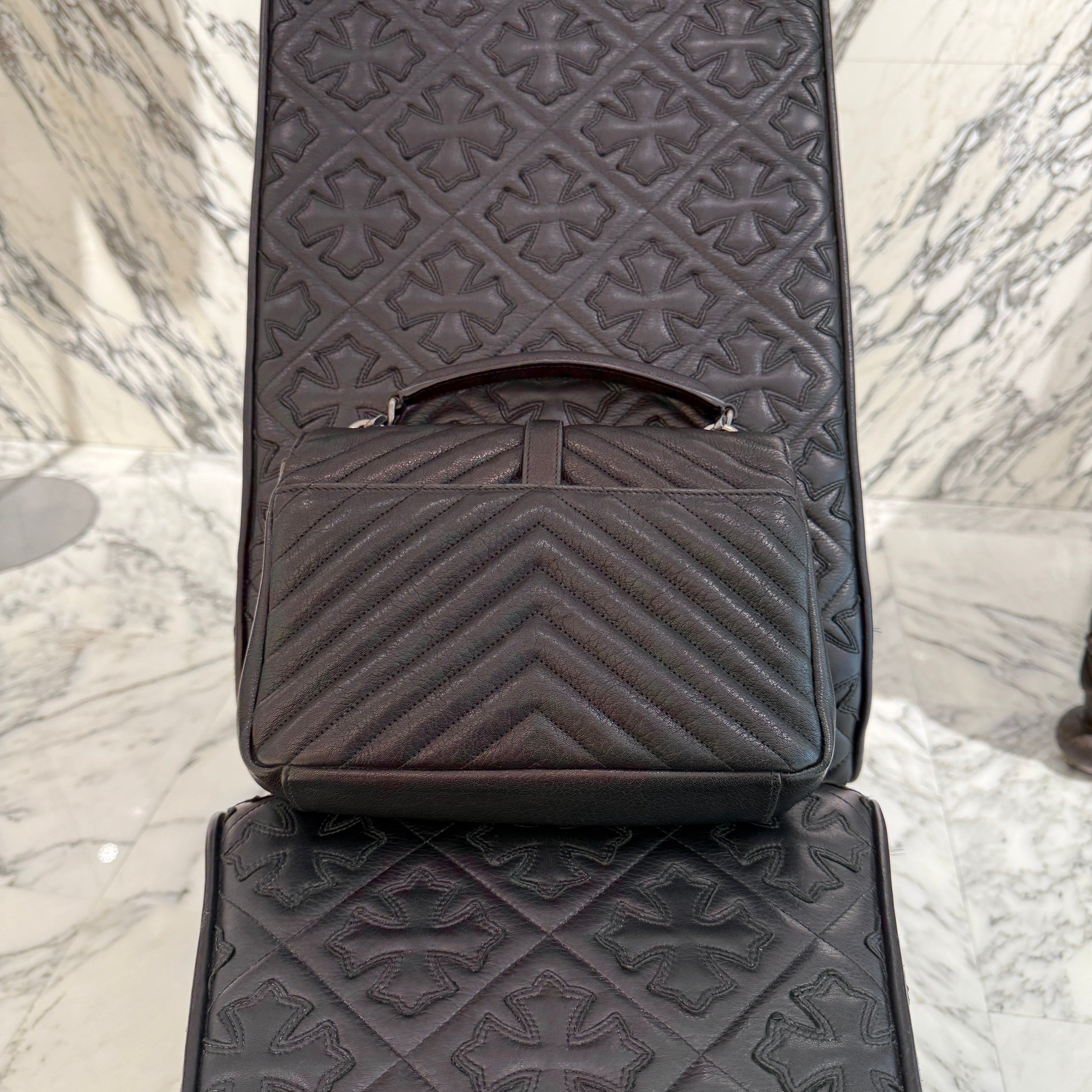 SAINT LAURENT PARIS College Lamb Skin Leather Shoulder Bag サンローランパリ カレッジ ラムスキン レザー ショルダーバッグ