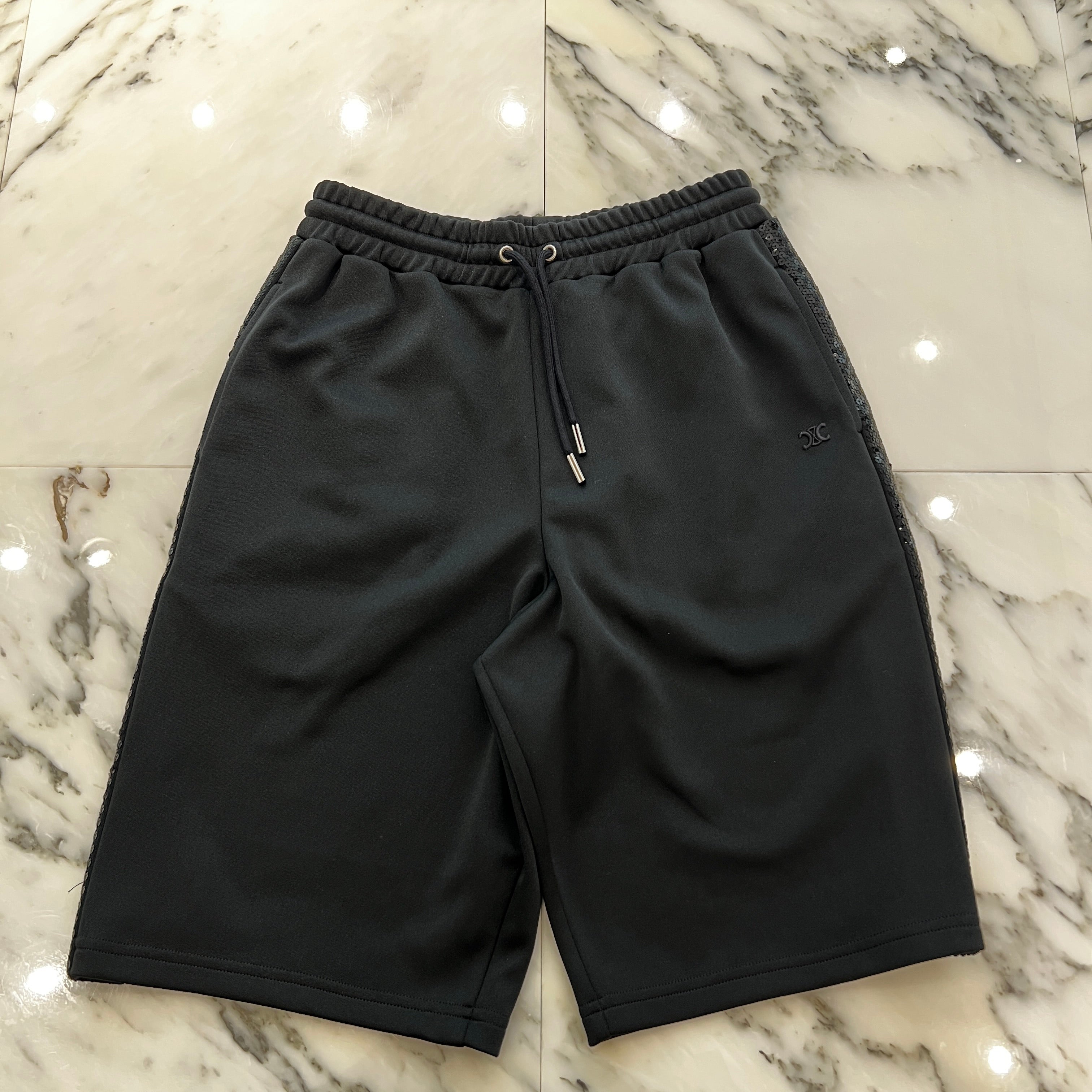 CELINE Triomphe Embroidery Side Sequined Line Bermuda Shorts 2Z197121O Size S セリーヌ トリオンフ刺繡 サイドスパンコールライン バミューダ ショーツ サイズS