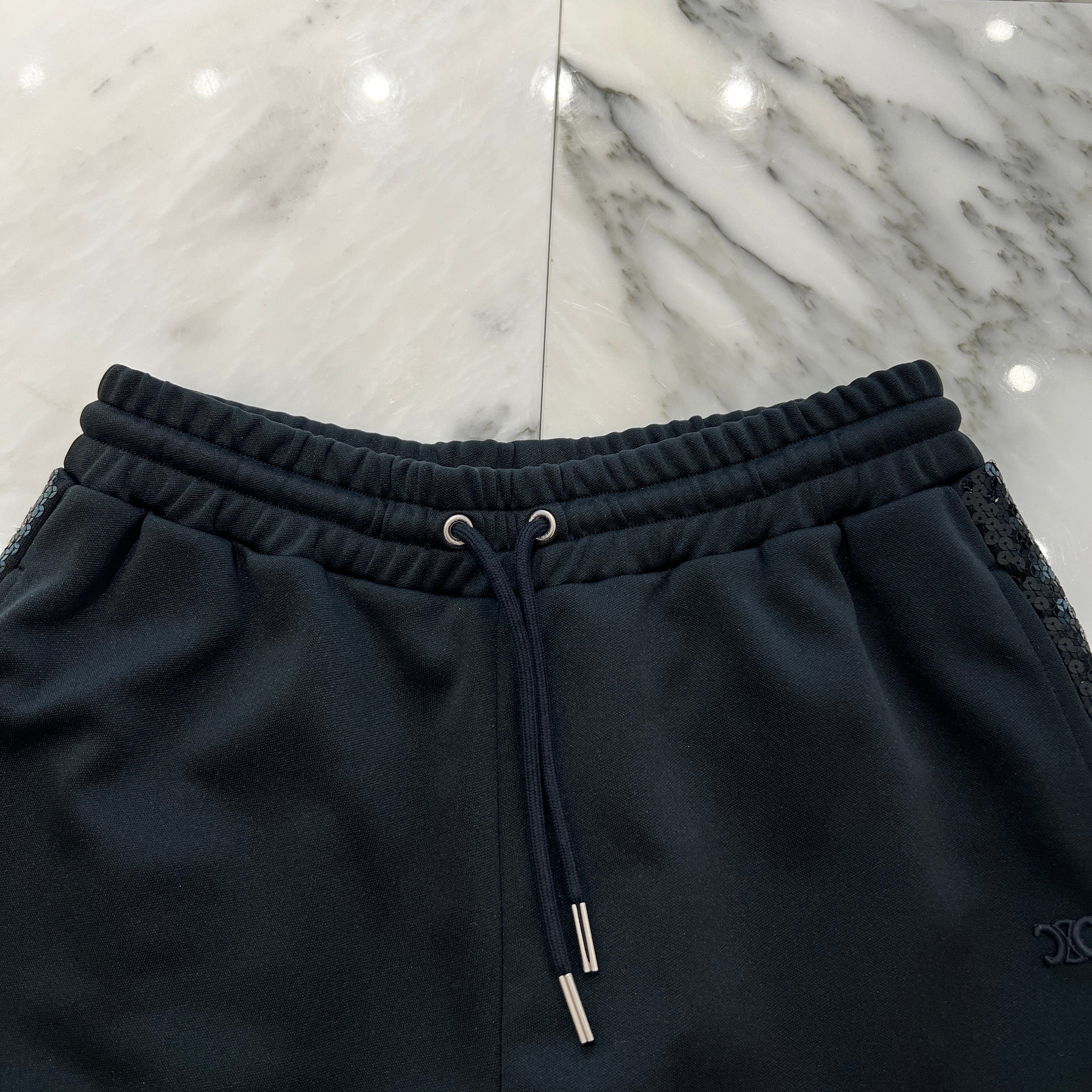 CELINE Triomphe Embroidery Side Sequined Line Bermuda Shorts 2Z197121O Size S セリーヌ トリオンフ刺繡 サイドスパンコールライン バミューダ ショーツ サイズS