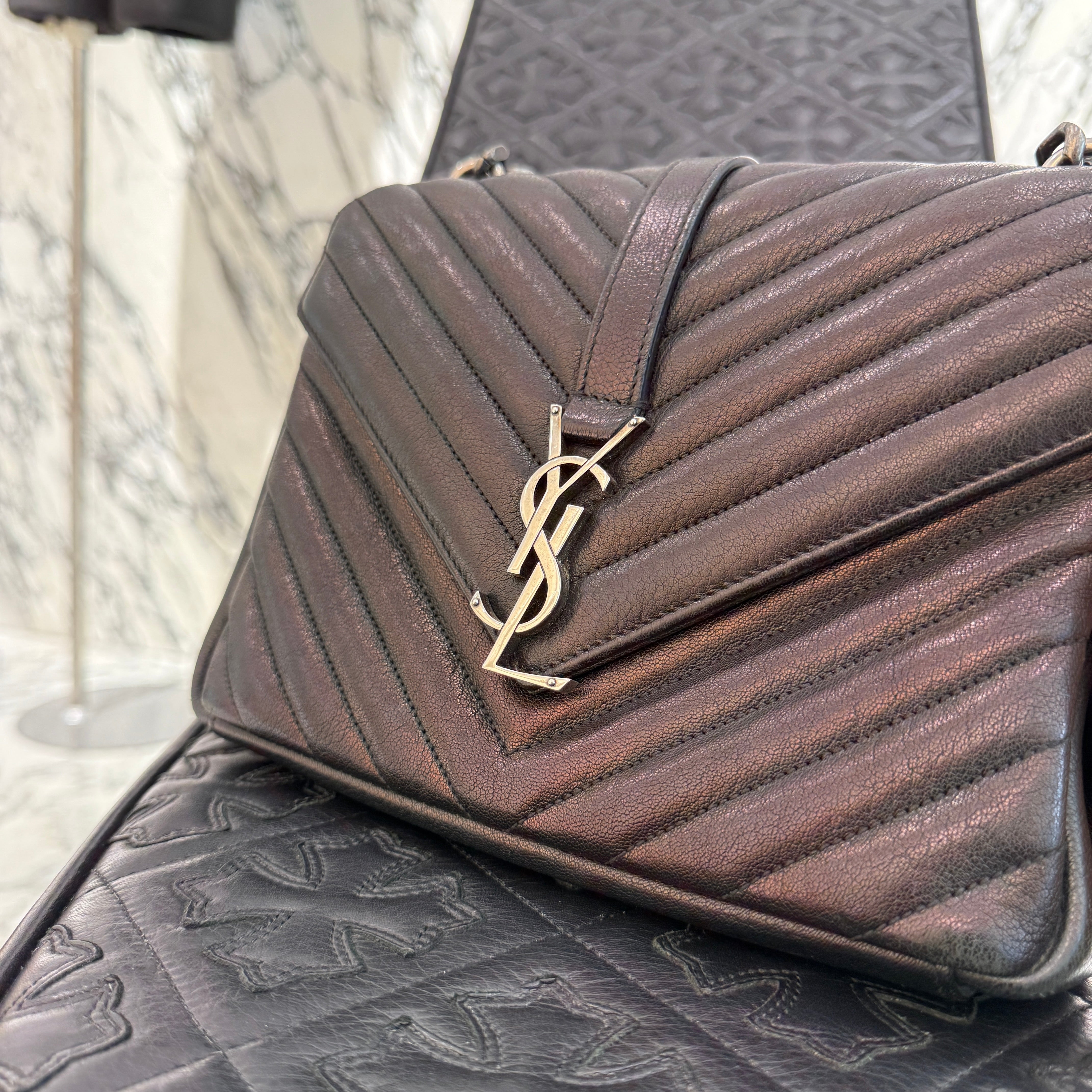 SAINT LAURENT PARIS College Lamb Skin Leather Shoulder Bag サンローランパリ カレッジ ラムスキン レザー ショルダーバッグ