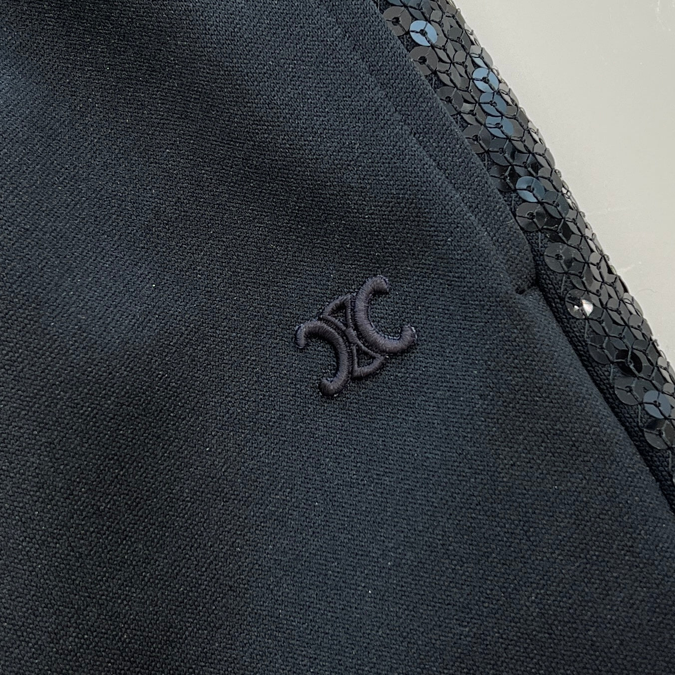 CELINE Triomphe Embroidery Side Sequined Line Bermuda Shorts 2Z197121O Size S セリーヌ トリオンフ刺繡 サイドスパンコールライン バミューダ ショーツ サイズS