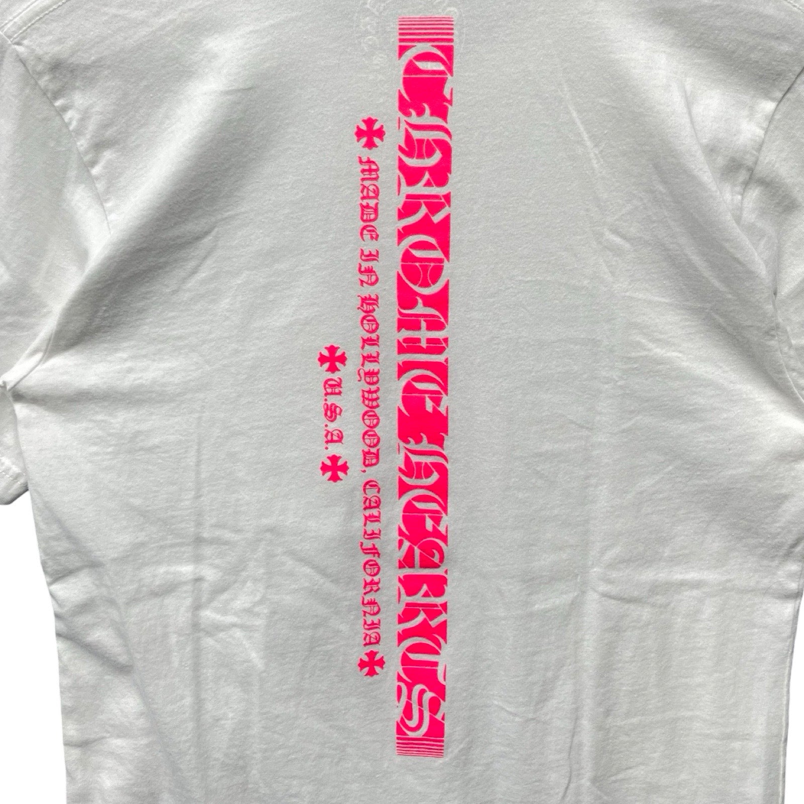 CHROME HEARTS Pink Made In Hollywood Vertical Logo Tee Size S