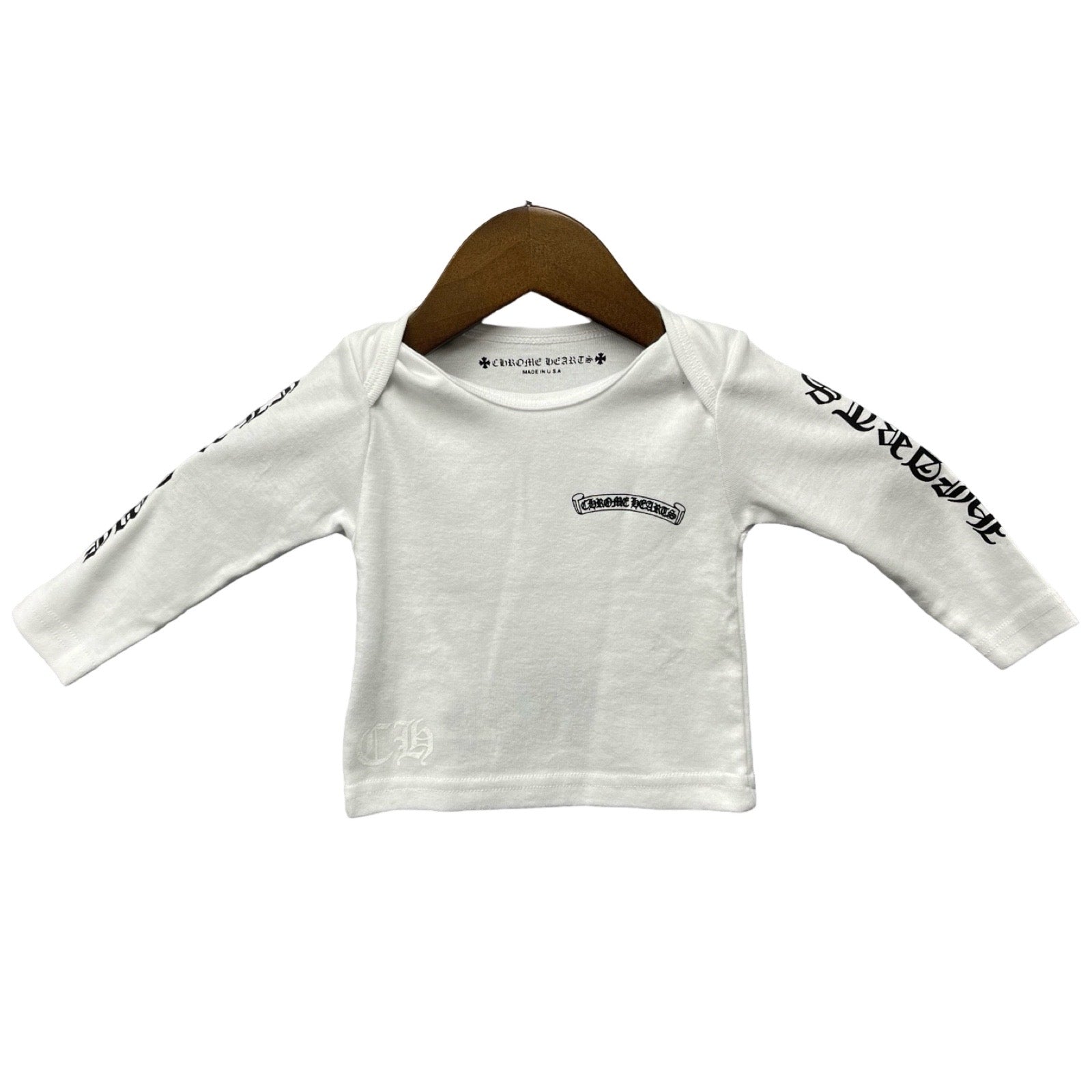 CHROME HEARTS Scroll Label Logo Baby Long Sleeve Tee Size 6MONNTHS（52/40）