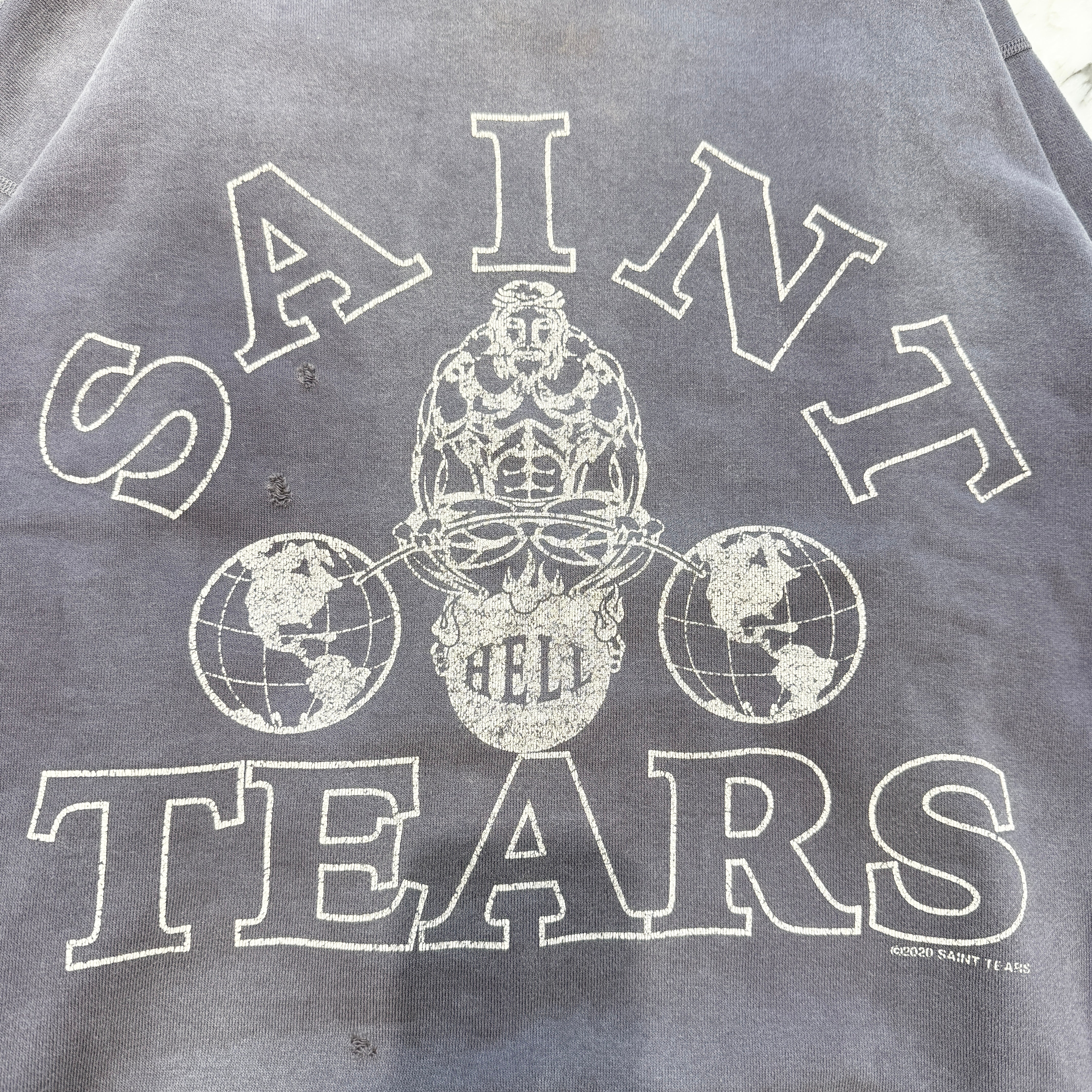 SAINT Mxxxxxx × DENIM TEARS 2021SS VINTAGE CREWNECK SWEAT SHIRT SM-S21-0000-048 Size L セントマイケル × デニムティアーズ ヴィンテージ クルーネック スウェットシャツ サイズL
