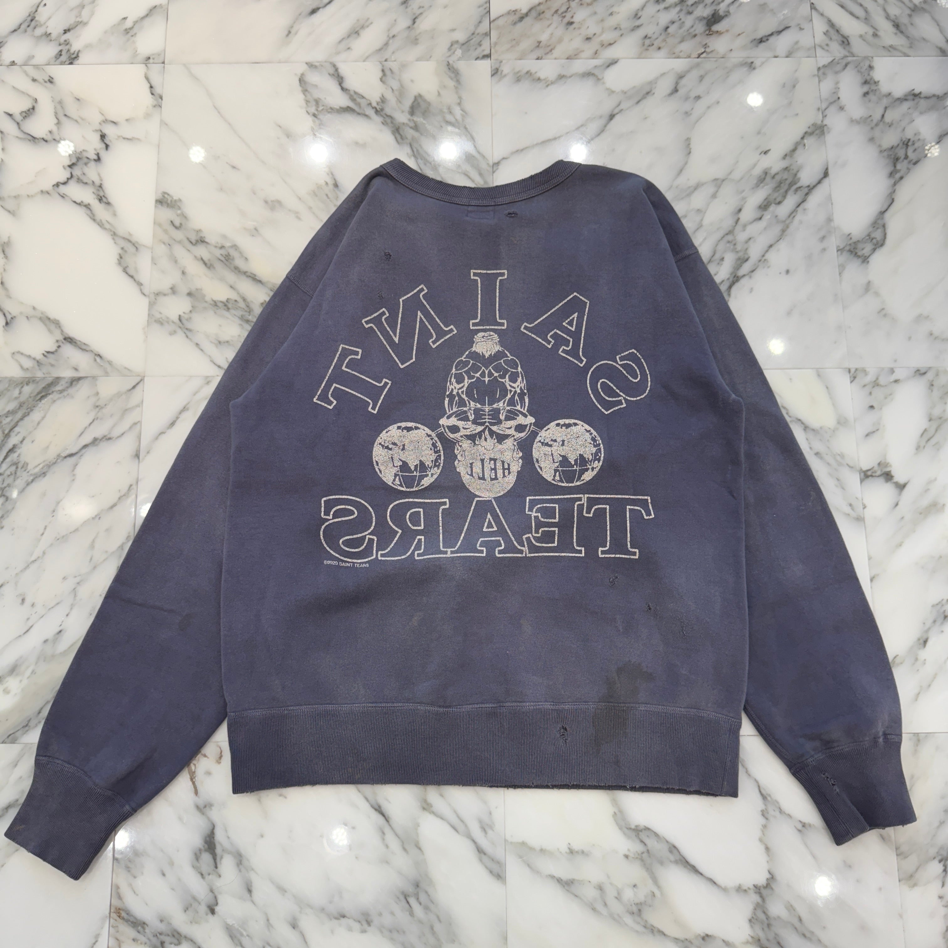 SAINT Mxxxxxx × DENIM TEARS 2021SS VINTAGE CREWNECK SWEAT SHIRT SM-S21-0000-048 Size L セントマイケル × デニムティアーズ ヴィンテージ クルーネック スウェットシャツ サイズL