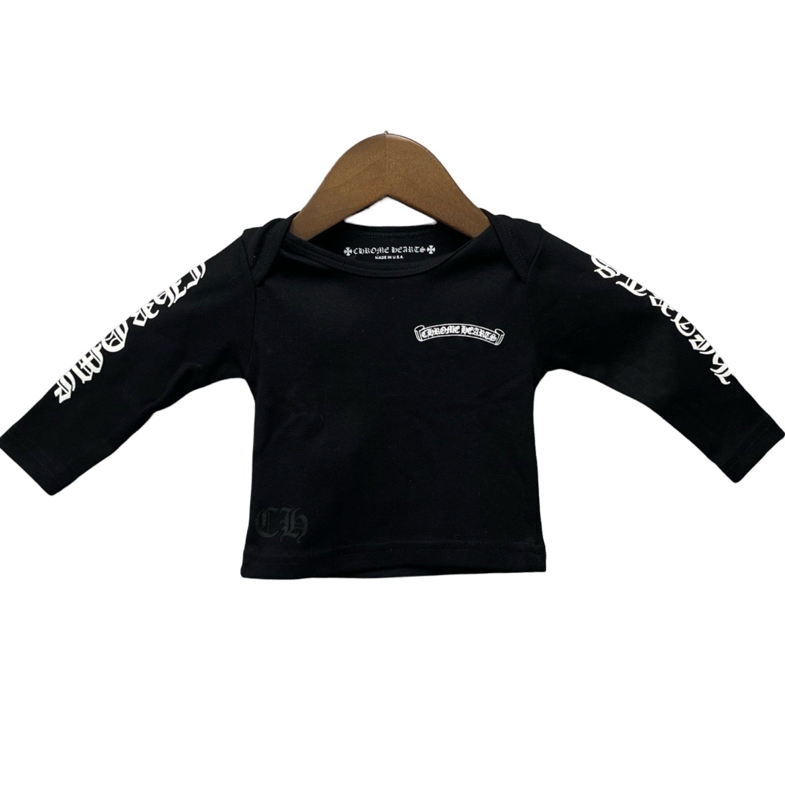 CHROME HEARTS Scroll Label Logo Baby Long Sleeve Tee Size 6MONNTHS（52/40）
