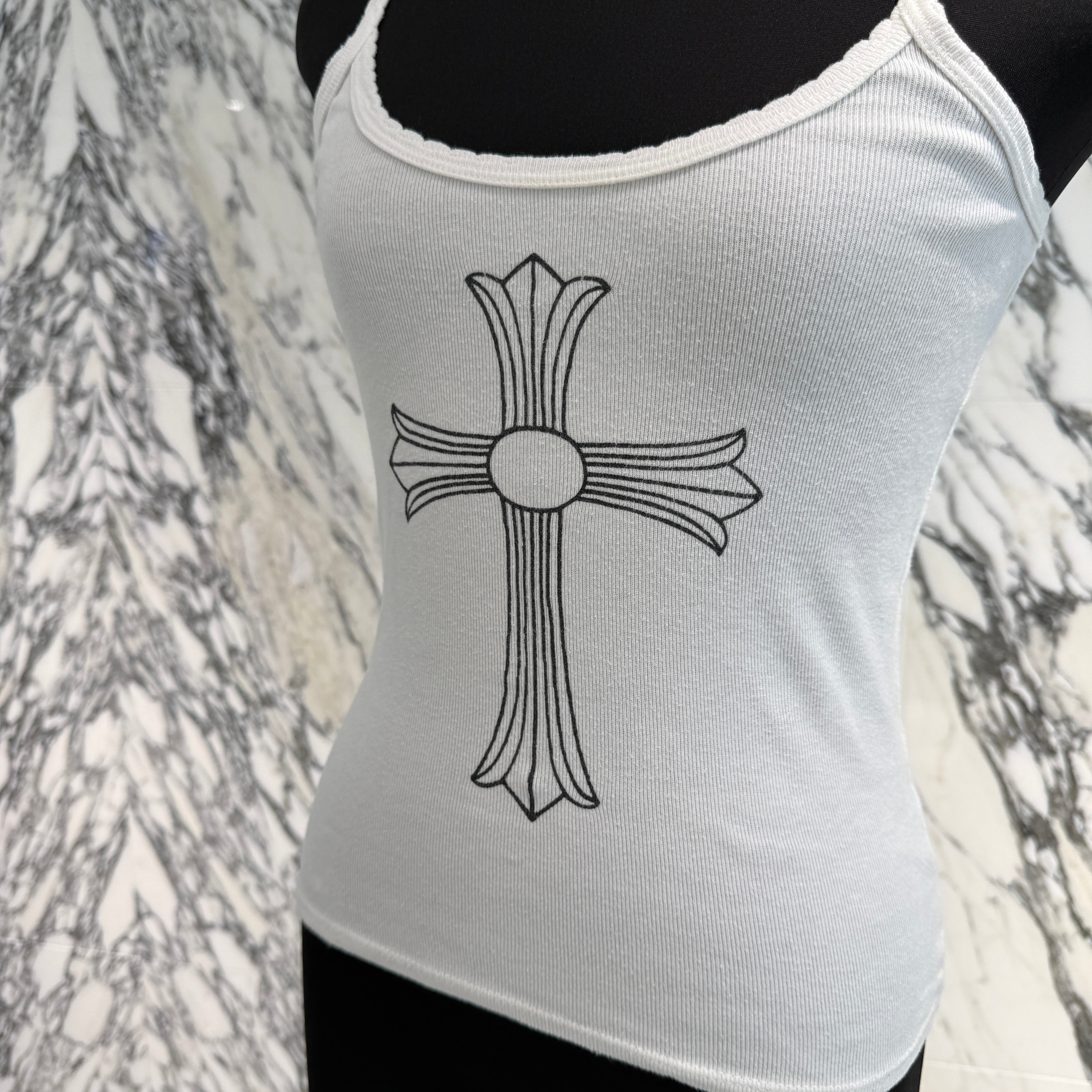 CHROME HEARTS CH Cross Print Short Camisole Top クロムハーツ CHクロス ショート キャミソールトップ