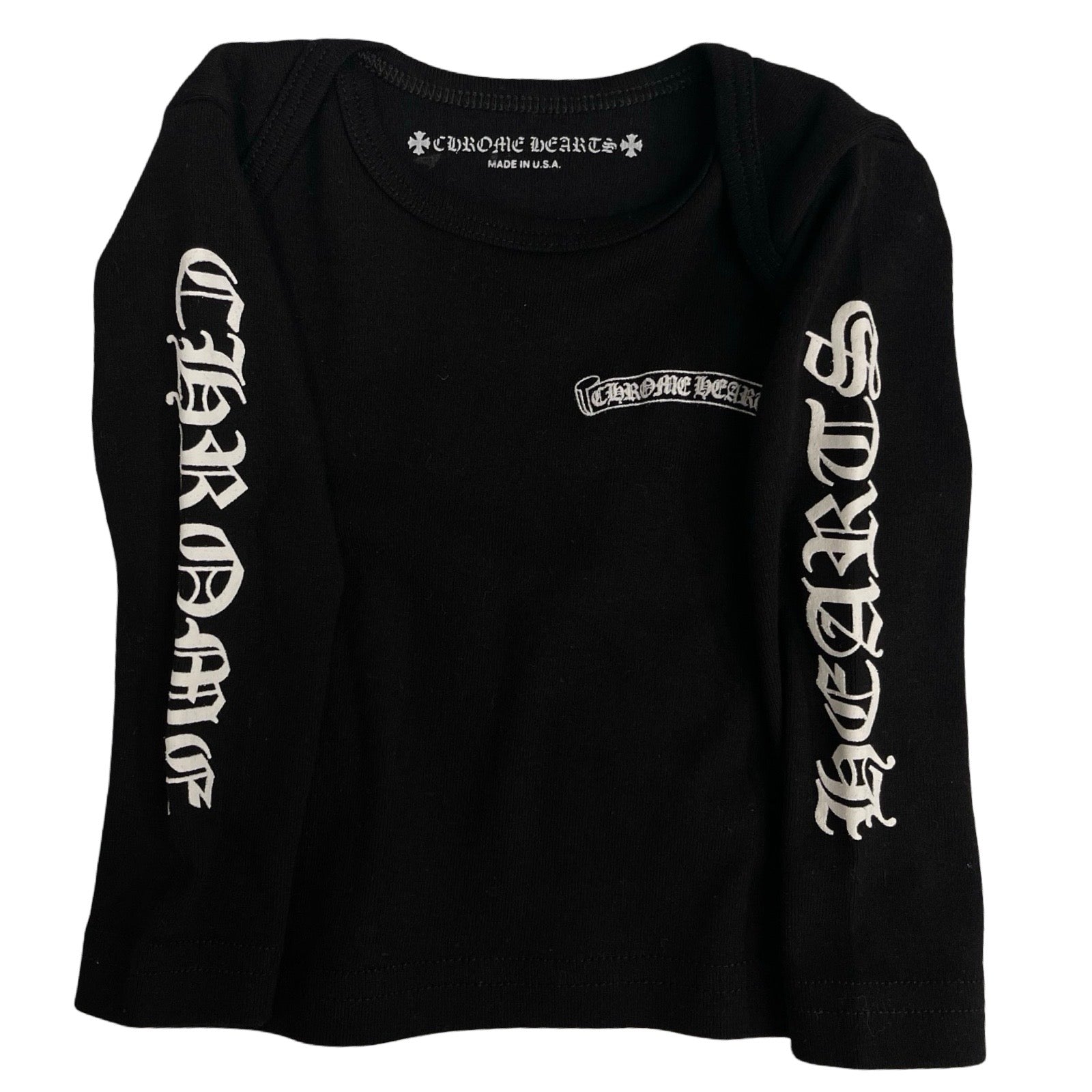 CHROME HEARTS Scroll Label Logo Baby Long Sleeve Tee Size 6MONNTHS（52/40）