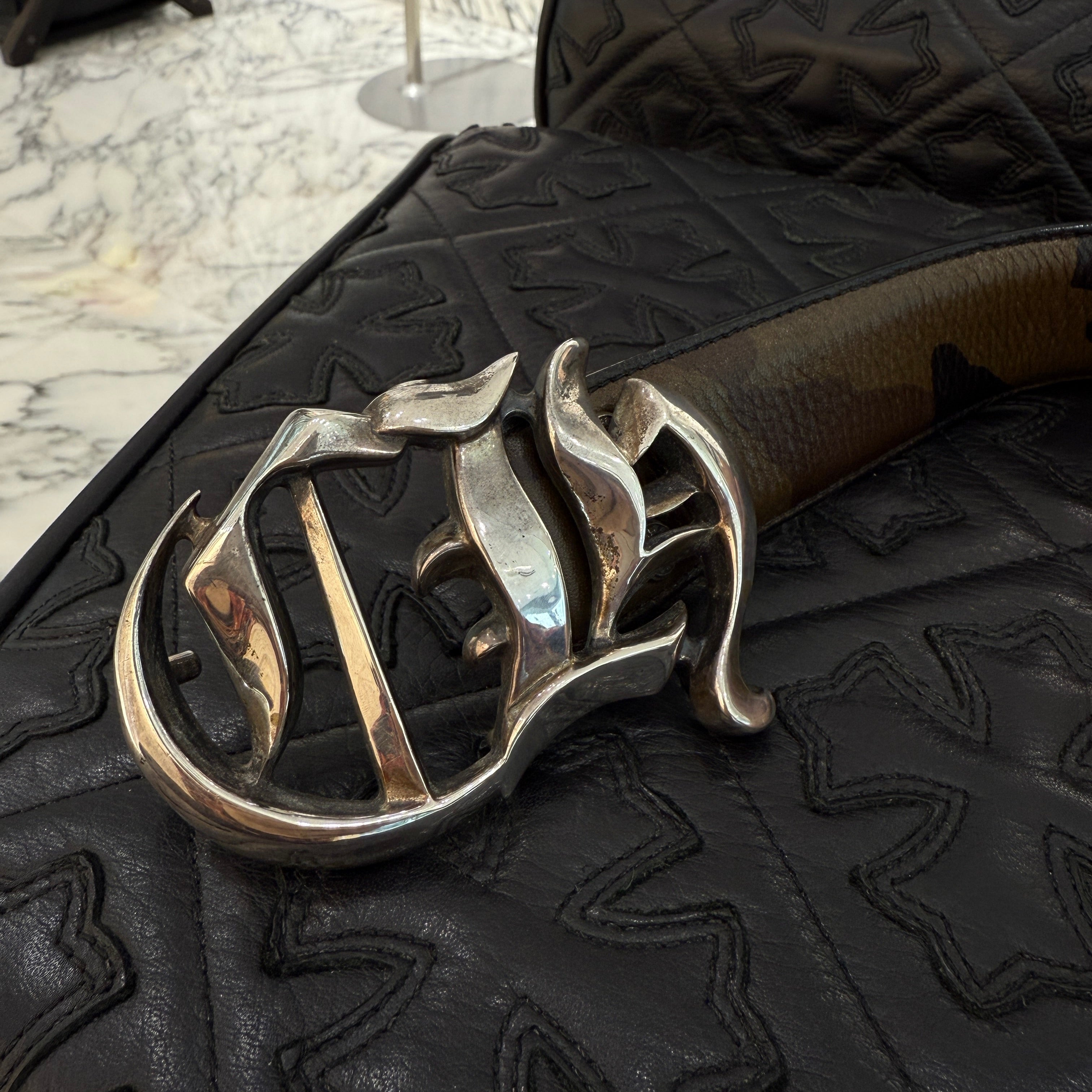 CHROME HEARTS Camo CH Logo Buckle CH Plus Leather Belt Size 32 クロムハーツ カモ CHロゴ バックル CHプラス装飾 レザーベルト サイズ32