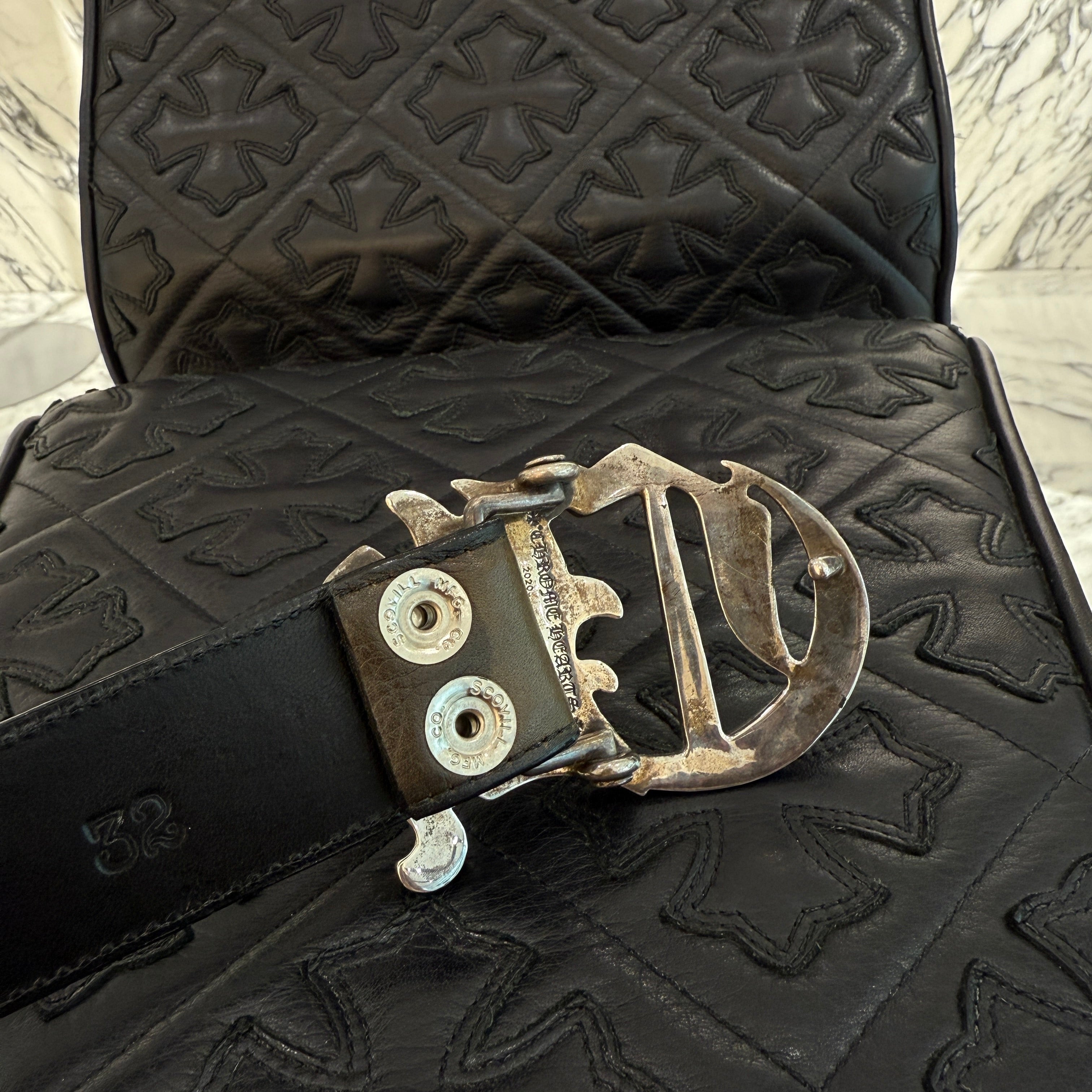 CHROME HEARTS Camo CH Logo Buckle CH Plus Leather Belt Size 32 クロムハーツ カモ CHロゴ バックル CHプラス装飾 レザーベルト サイズ32