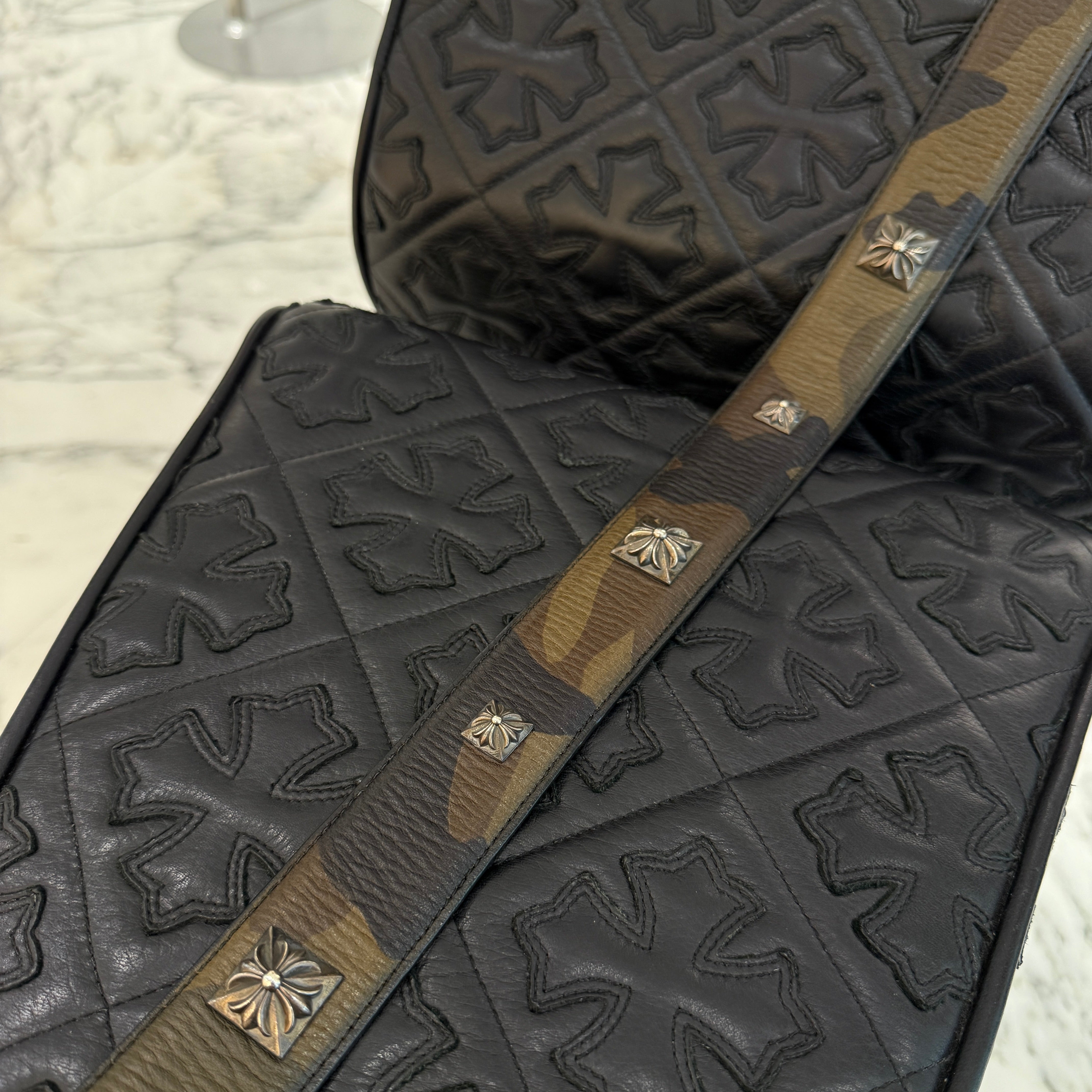 CHROME HEARTS Camo CH Logo Buckle CH Plus Leather Belt Size 32 クロムハーツ カモ CHロゴ バックル CHプラス装飾 レザーベルト サイズ32