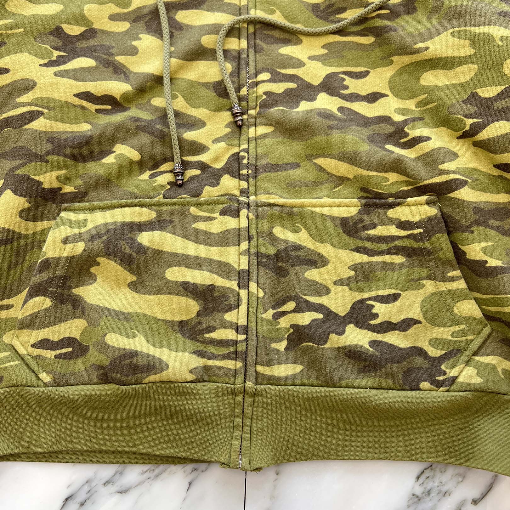 CHROME HEARTS Camo Cemetery Cross Horseshoe Leather Patch Zip Up