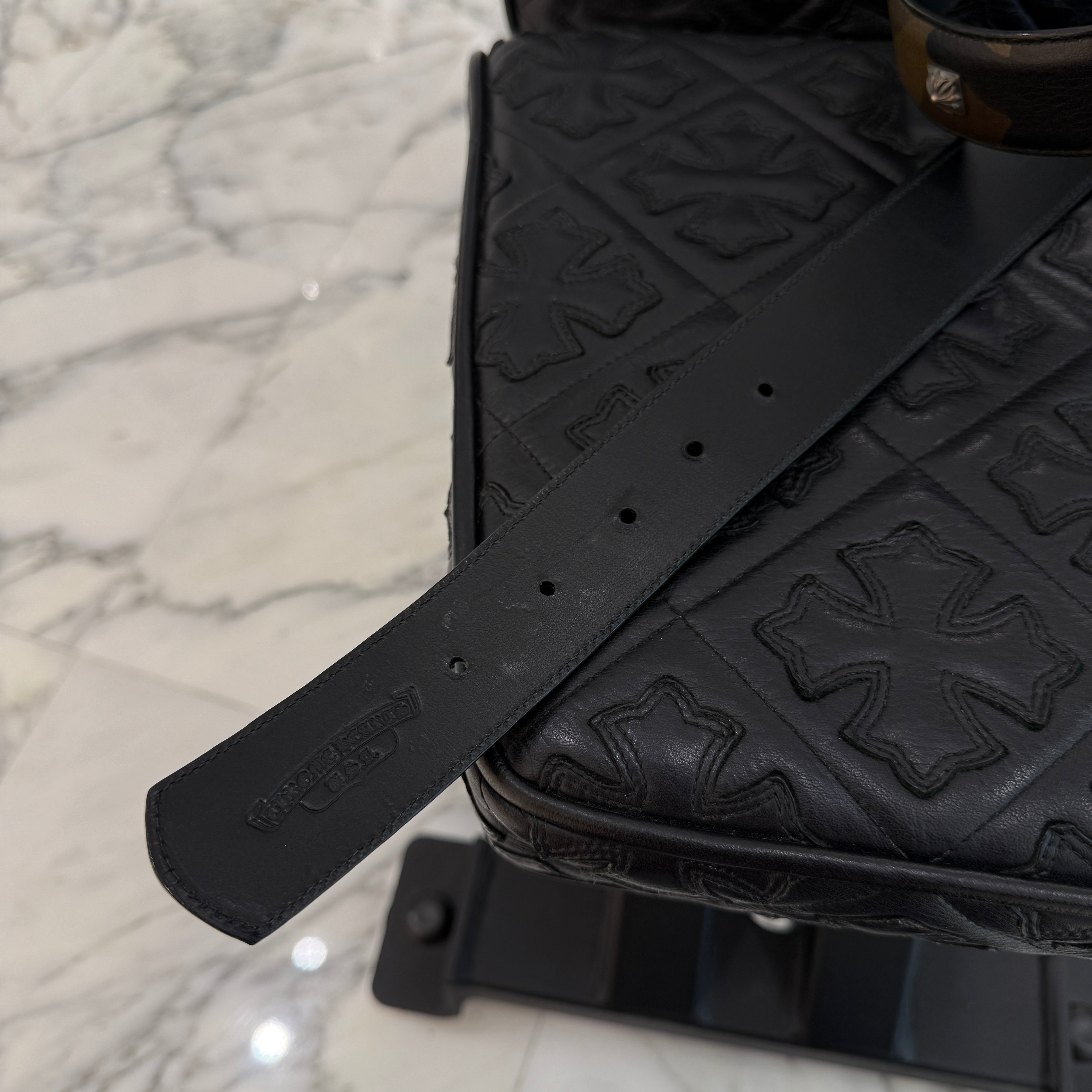 CHROME HEARTS Camo CH Logo Buckle CH Plus Leather Belt Size 32 クロムハーツ カモ CHロゴ バックル CHプラス装飾 レザーベルト サイズ32