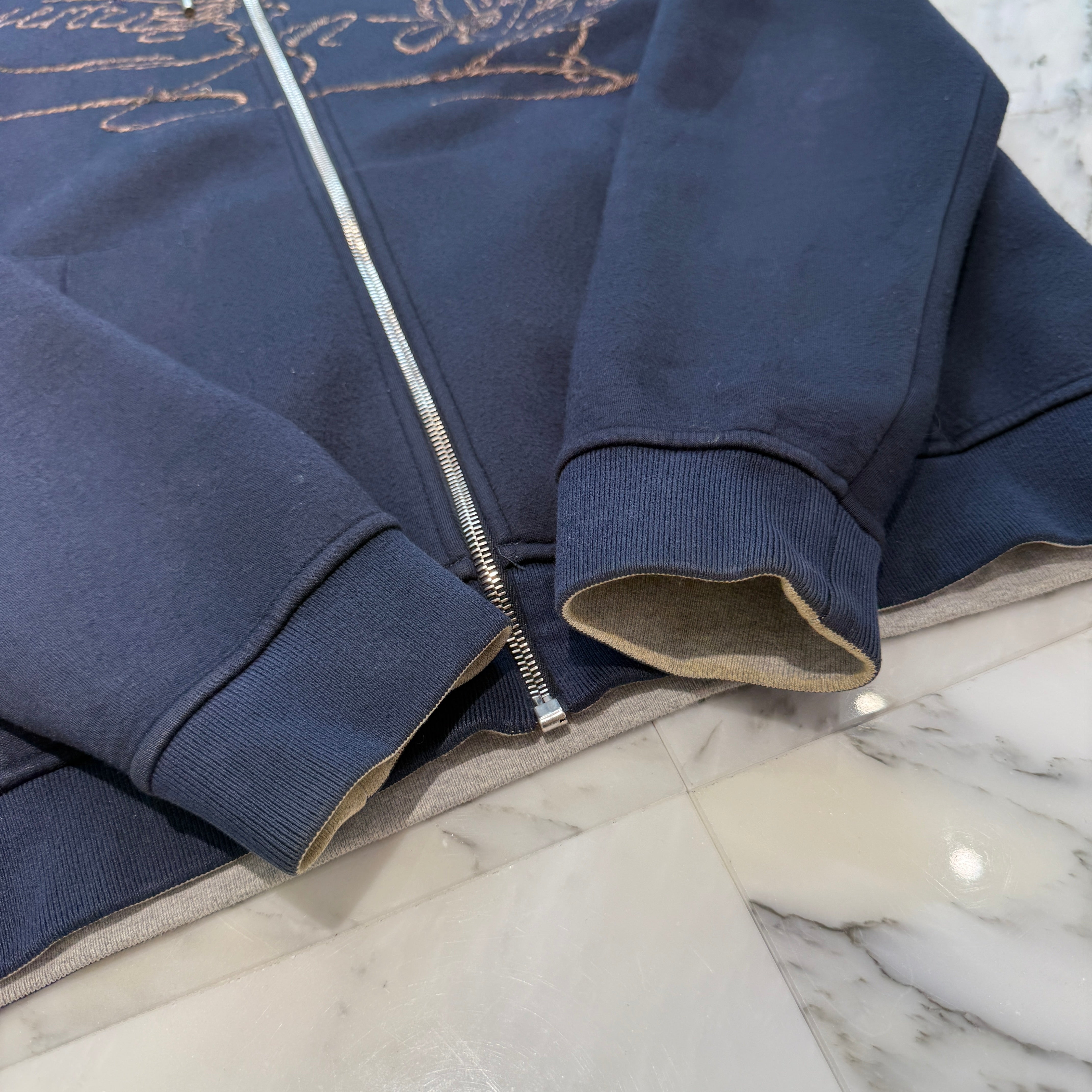 Berluti Calligraphy Embroidered Zip Up Hoodie R23JZL27JAFD Size M ベルルッティ カリグラフィー刺繍 ジップアップフーディ サイズM