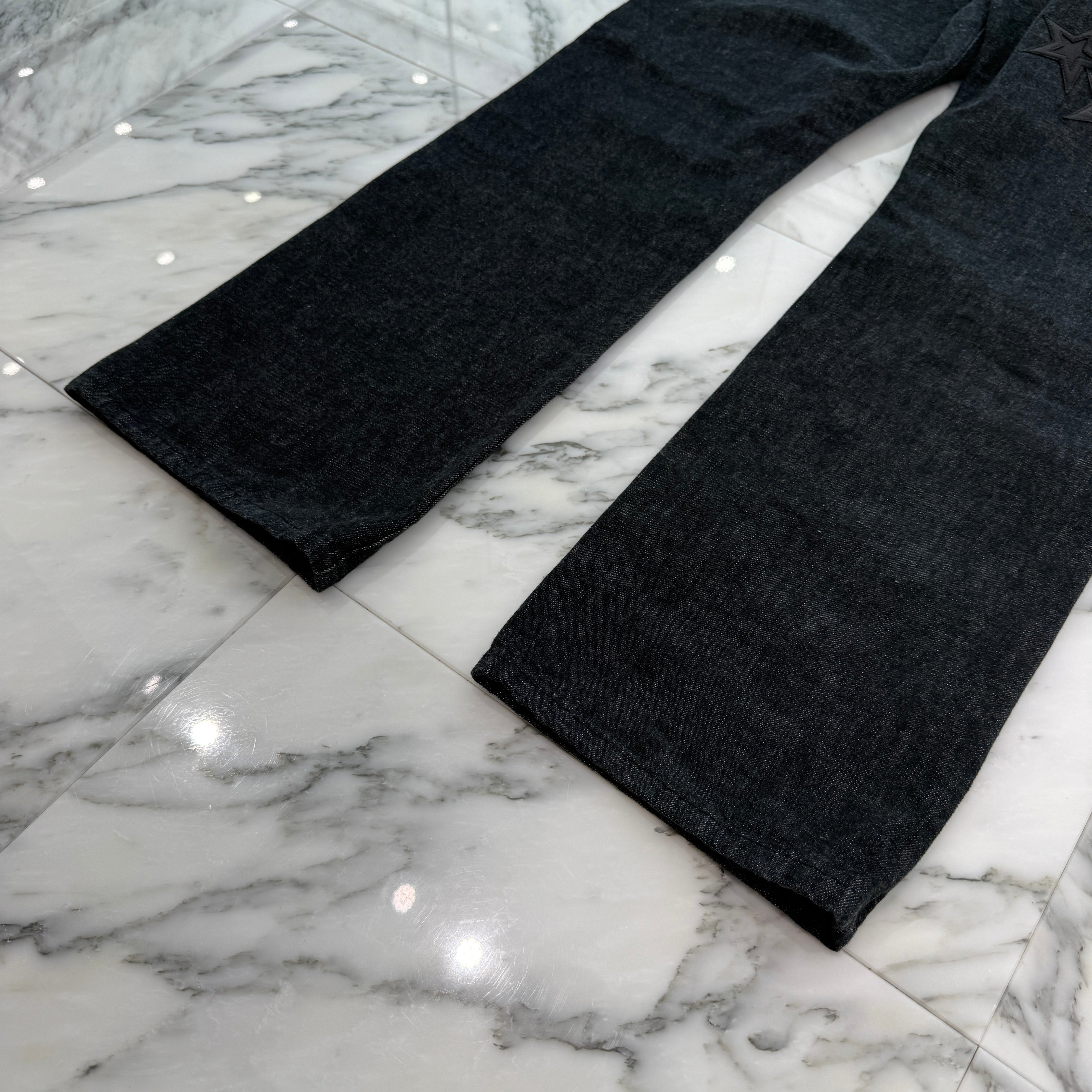 CHROME HEARTS Flare Knee Star Leather Patch Denim Pants Size 36 クロムハーツ フレアニー スターレザーパッチ デニムパンツ サイズ36