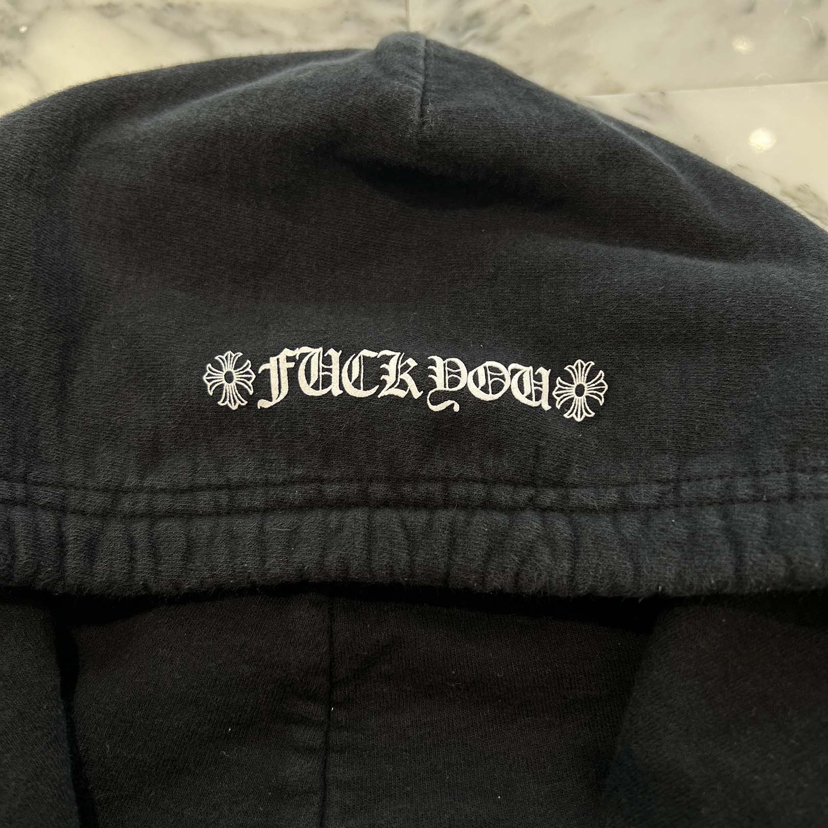 CHROME HEARTS Floral Cross Horseshoe Hooded FUCK YOU Zip Up Hoodie Size XL クロムハーツ フローラルクロス ホースシュー フーデッド ファックユー ジップアップフーディ サイズXL