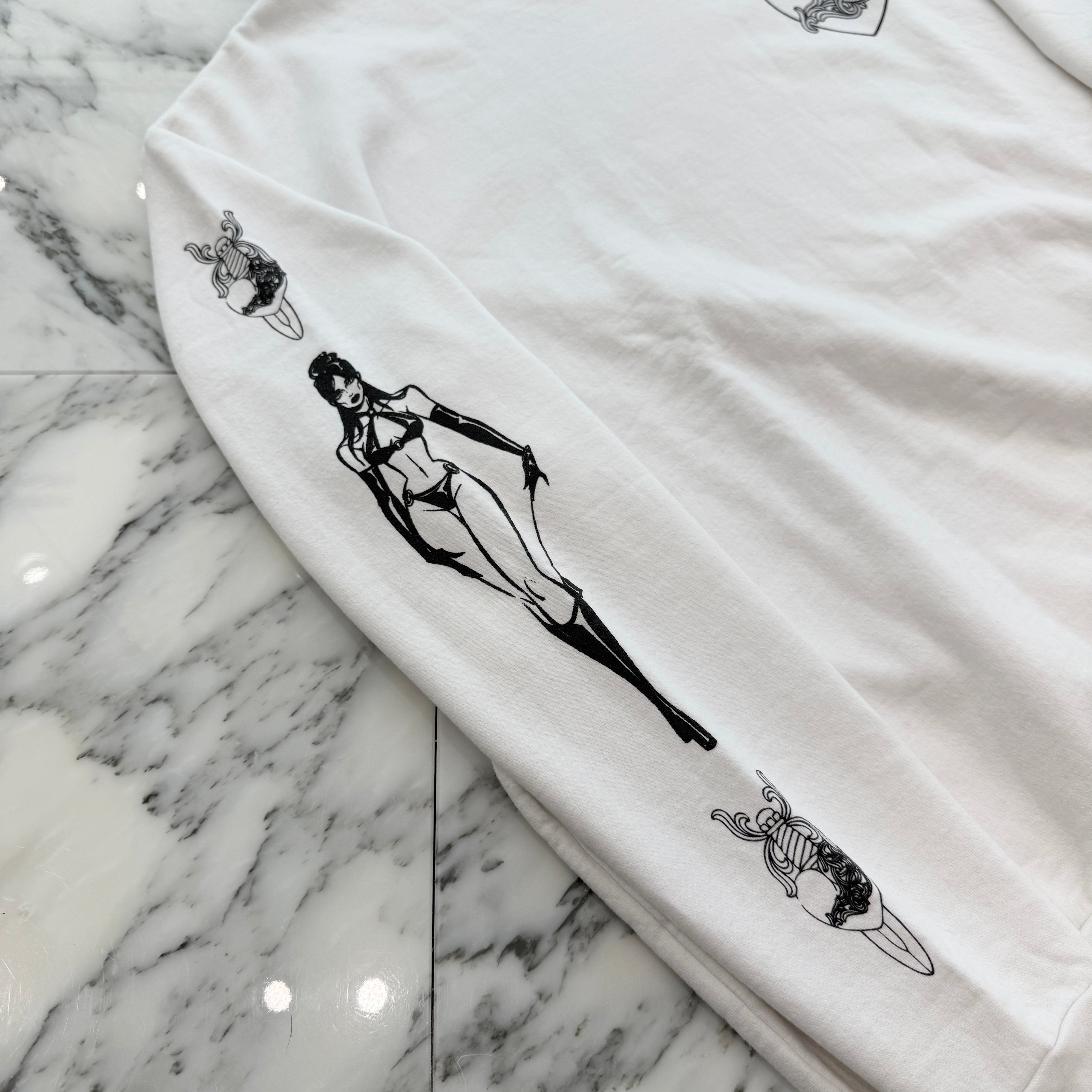 CHROME HEARTS × DEADLLY DOLL Viny Heart Crew Neck Sweat Shirt Size XL クロムハーツ × デッドリードール ヴィニーハート クルーネックスウェットシャツ サイズXL