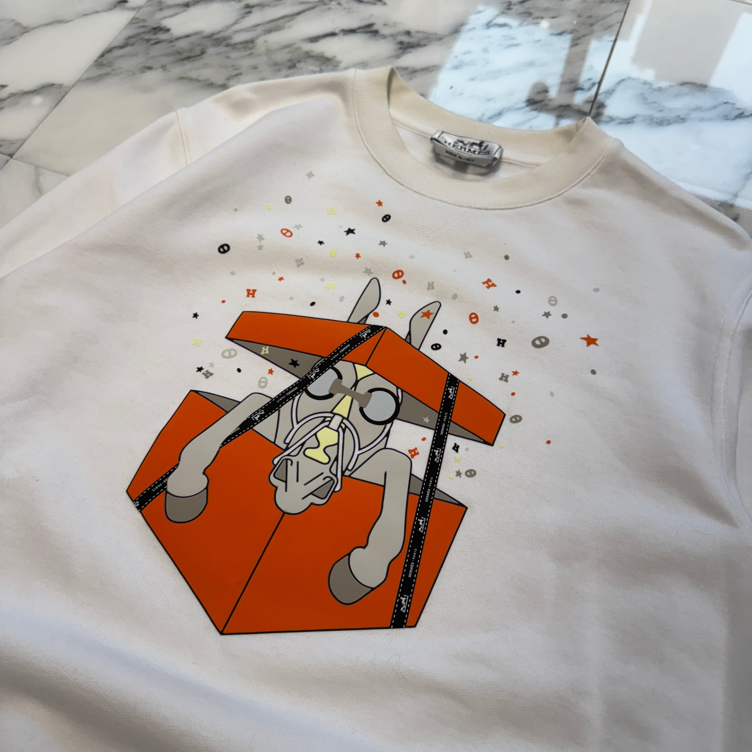 HERMES "Boite Surprise" Crewneck Sweat Shirt Size M エルメス ブワット・シュルプリズ” クルーネック スウェットシャツ サイズM