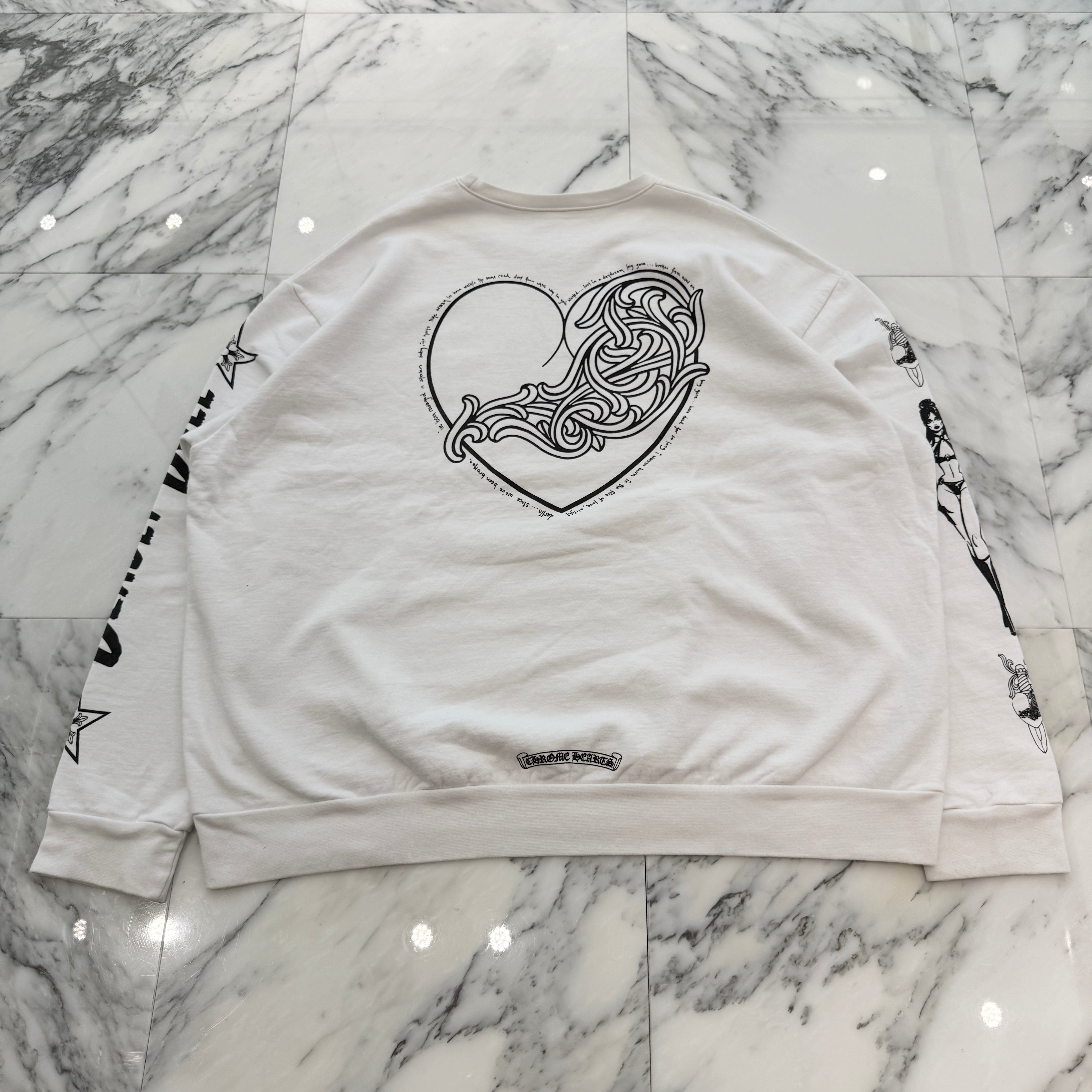 CHROME HEARTS × DEADLLY DOLL Viny Heart Crew Neck Sweat Shirt Size XL クロムハーツ × デッドリードール ヴィニーハート クルーネックスウェットシャツ サイズXL