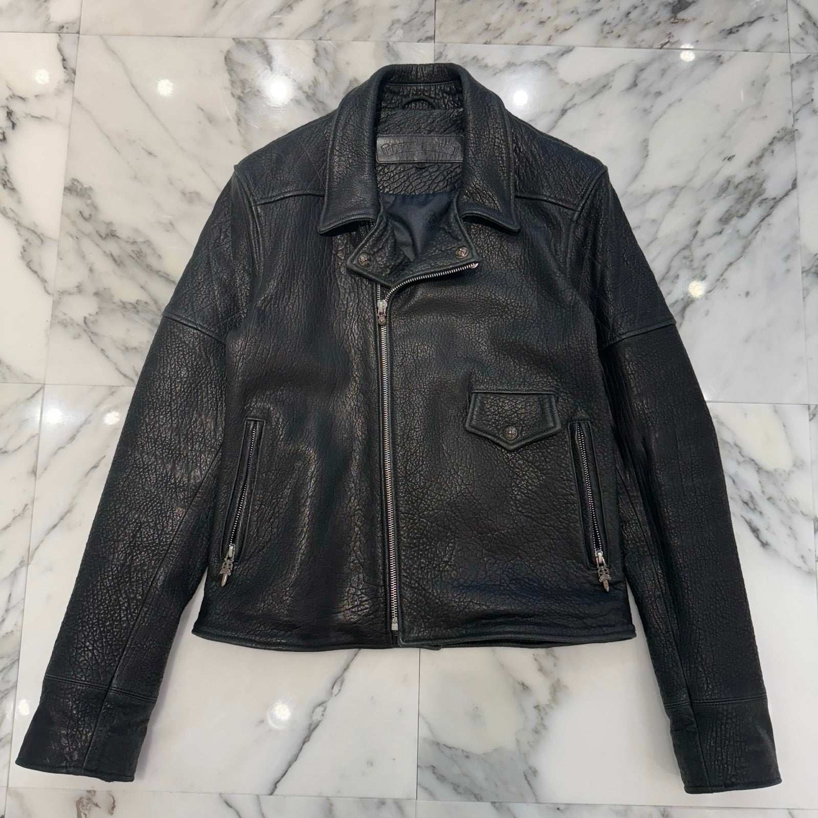 CHROME HEARTS CRETIN LEATHER DOUBLE RIDERS JACKET Size 12 クロムハーツ クリティンレザー ダブル ライダースジャケット サイズ12