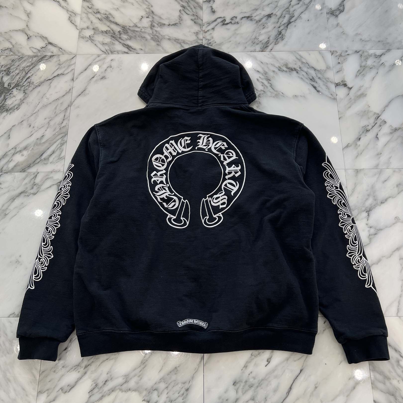 CHROME HEARTS Floral Cross Horseshoe Hooded FUCK YOU Zip Up Hoodie Size XL クロムハーツ フローラルクロス ホースシュー フーデッド ファックユー ジップアップフーディ サイズXL