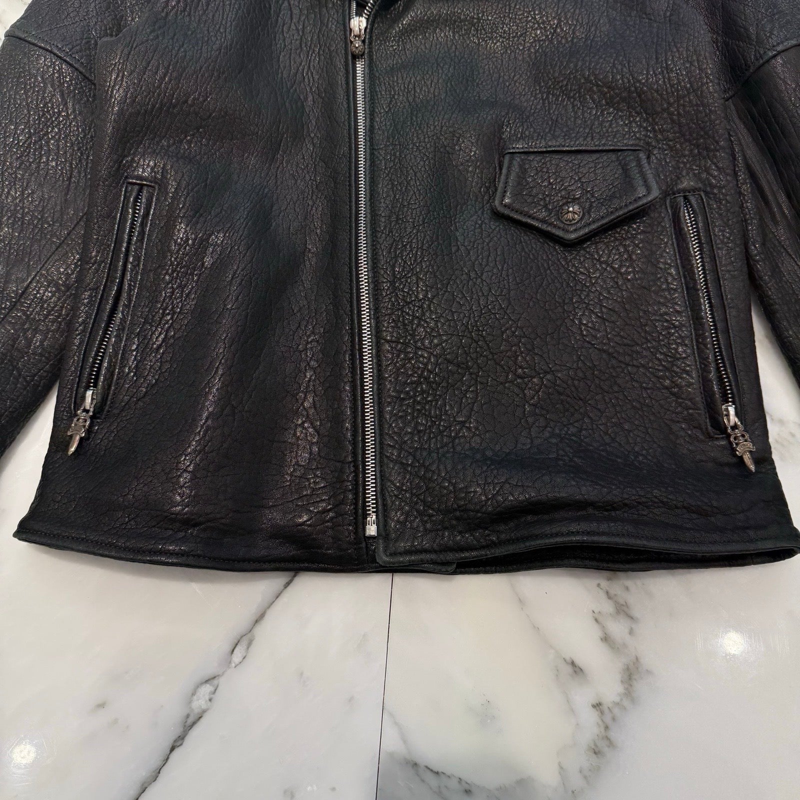 CHROME HEARTS CRETIN LEATHER DOUBLE RIDERS JACKET Size 12 クロムハーツ クリティンレザー ダブル ライダースジャケット サイズ12