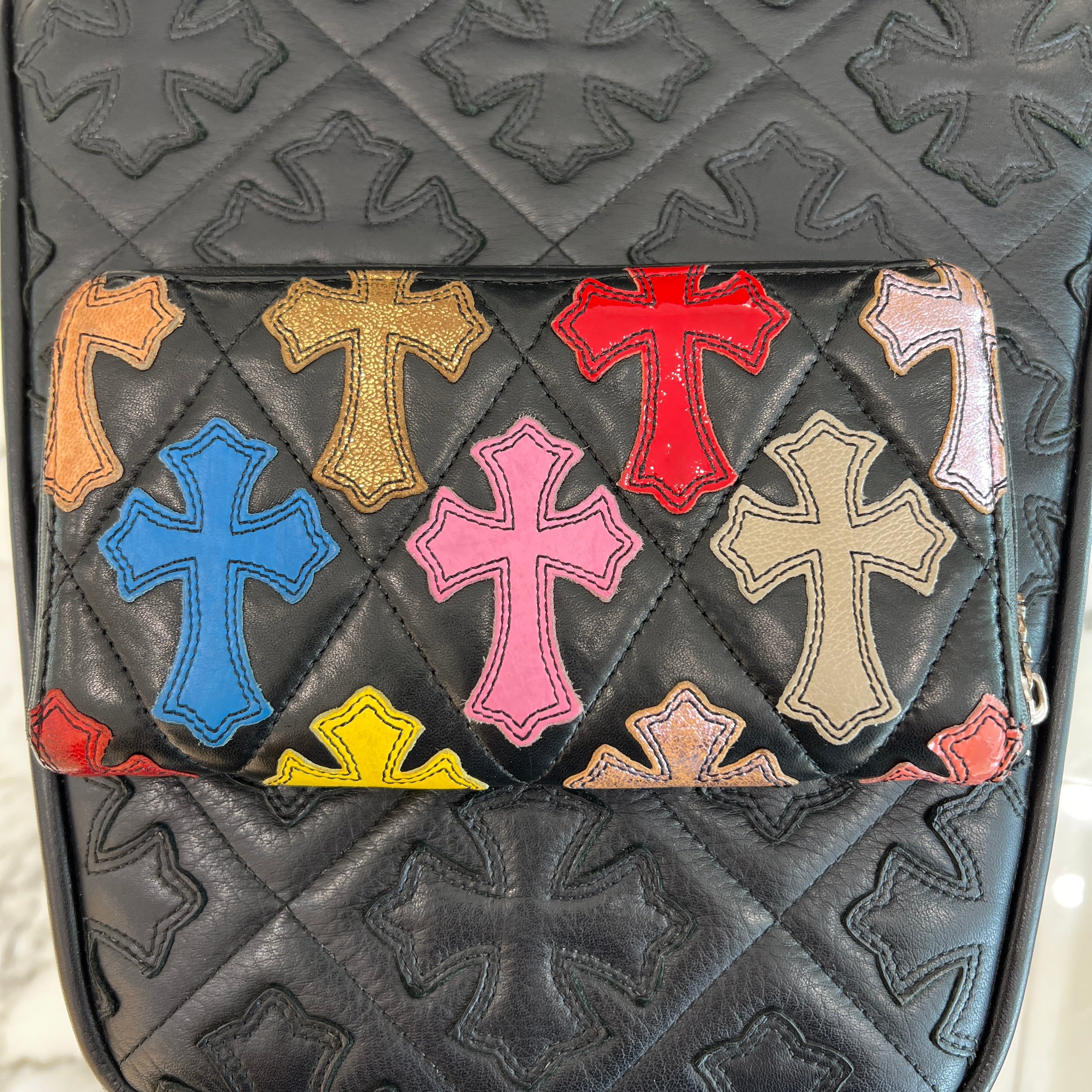 CHROME HEARTS Multi Cemetery Cross Leather Patch Quilting Wallet クロムハーツ マルチ セメタリークロス レザーパッチ キルティング ウォレット