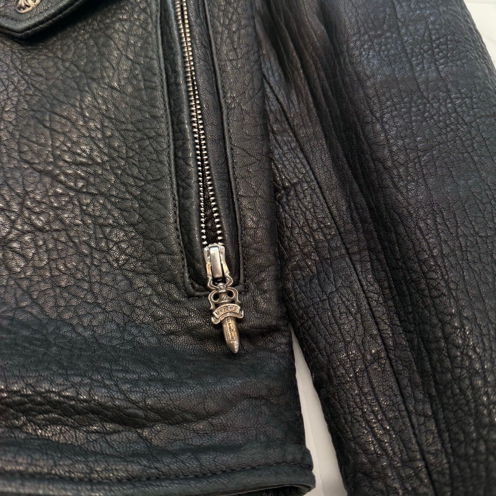 CHROME HEARTS CRETIN LEATHER DOUBLE RIDERS JACKET Size 12 クロムハーツ クリティンレザー ダブル ライダースジャケット サイズ12