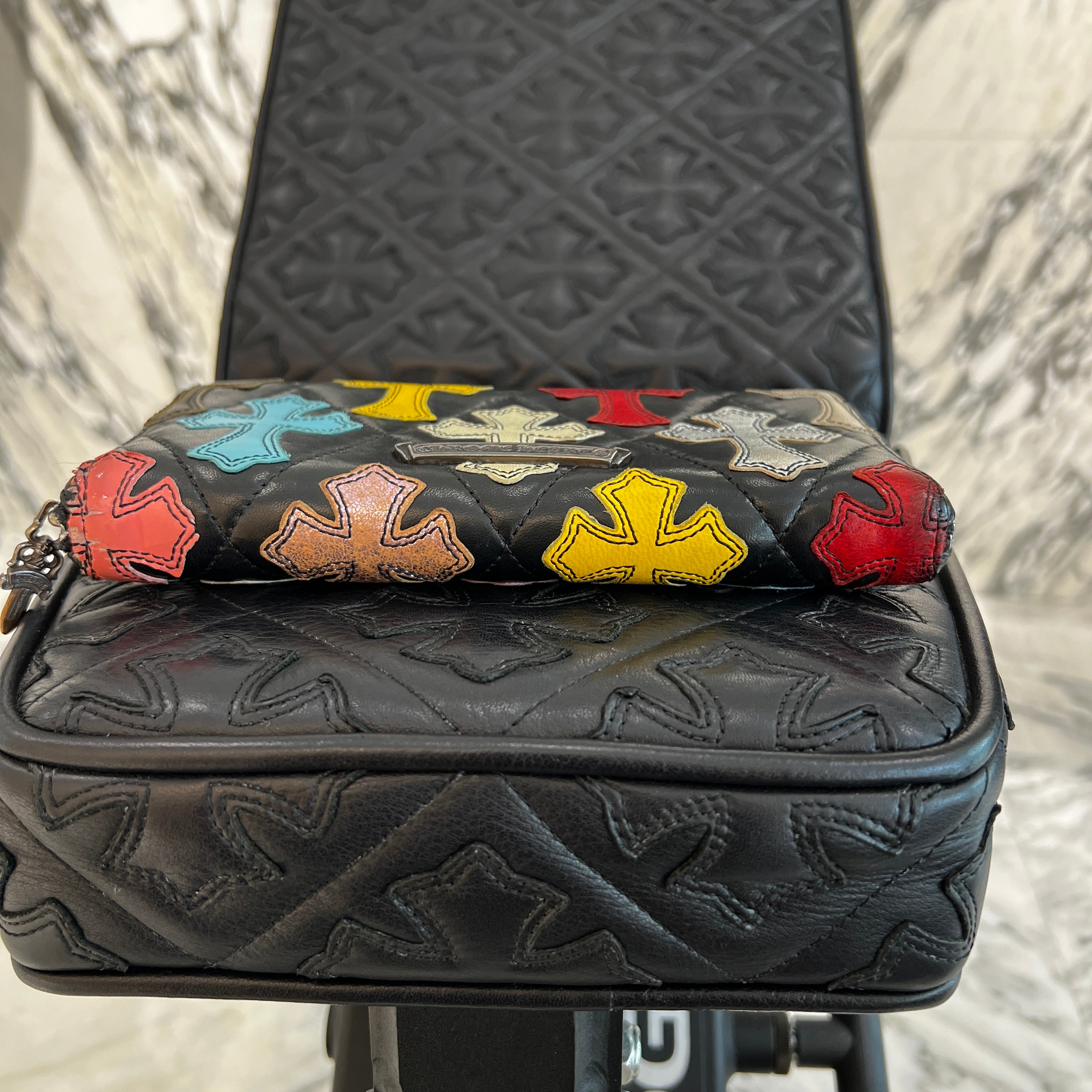 CHROME HEARTS Multi Cemetery Cross Leather Patch Quilting Wallet クロムハーツ マルチ セメタリークロス レザーパッチ キルティング ウォレット