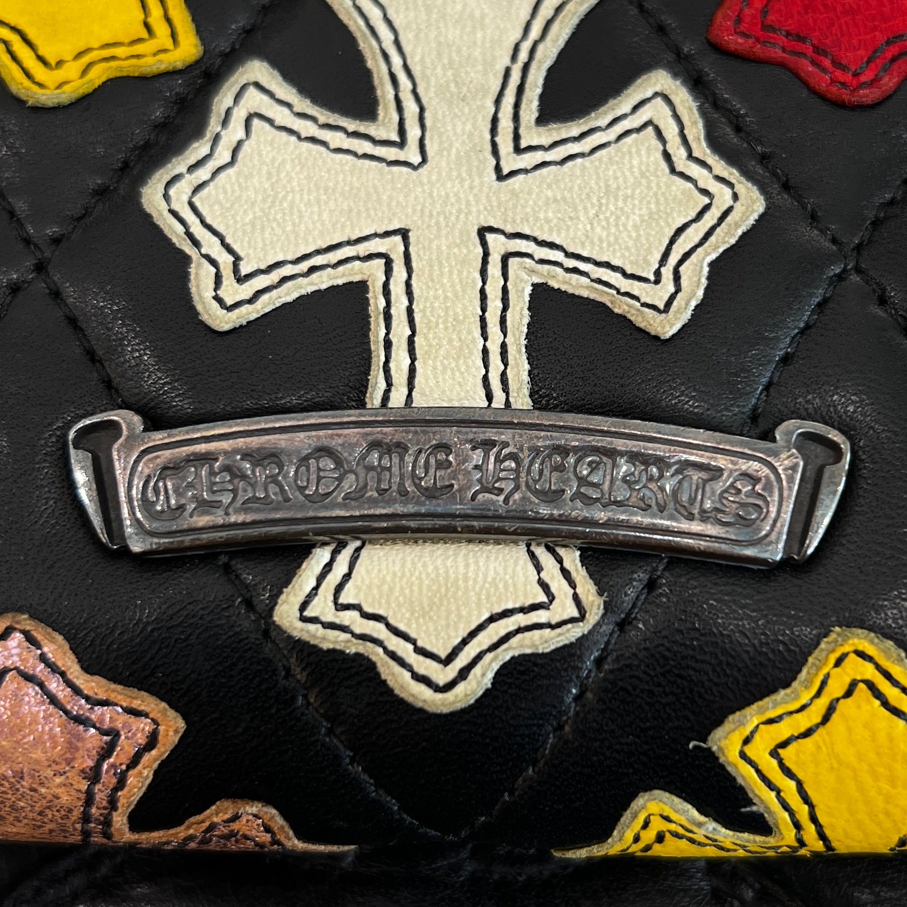 CHROME HEARTS Multi Cemetery Cross Leather Patch Quilting Wallet クロムハーツ マルチ セメタリークロス レザーパッチ キルティング ウォレット