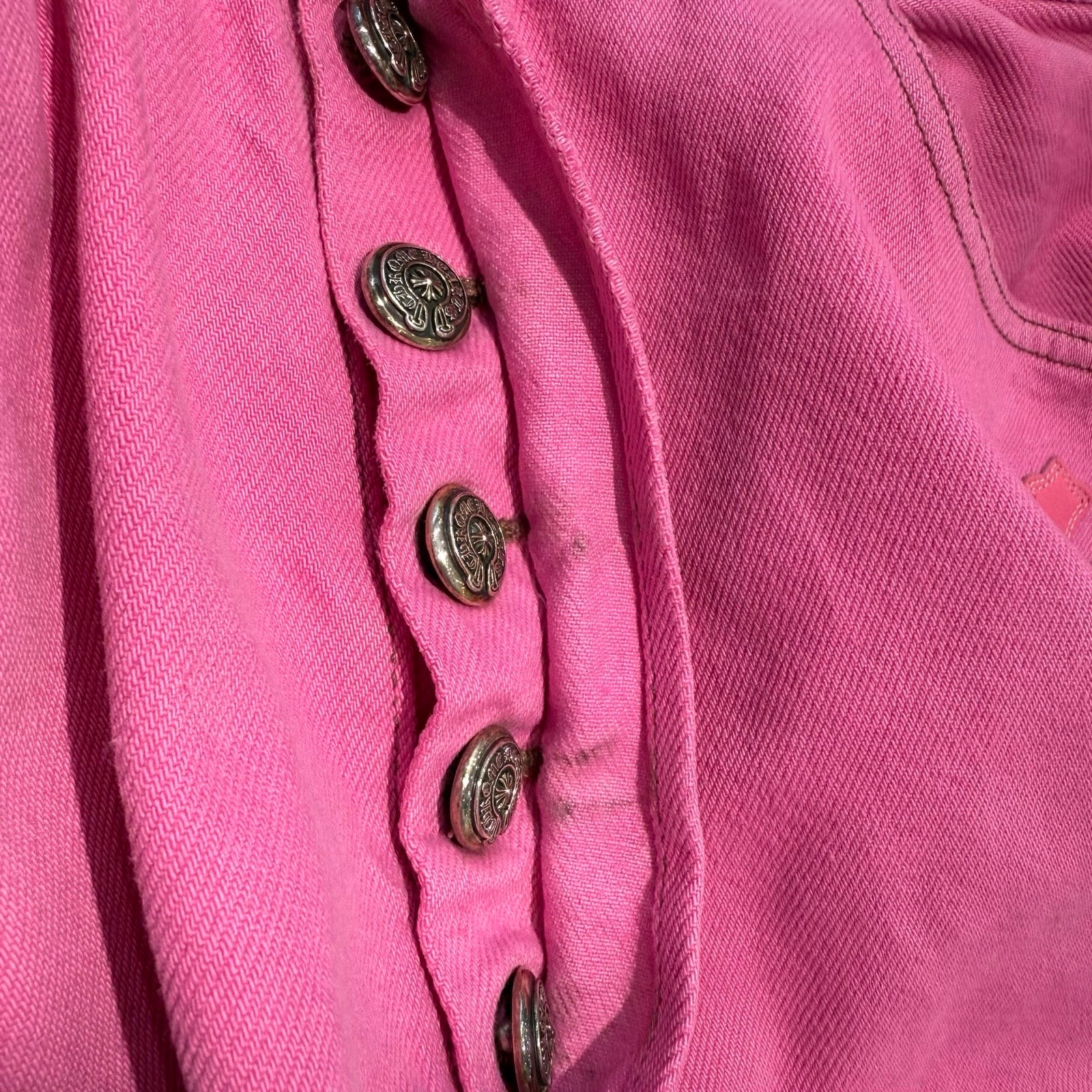 CHROME HEARTS × Levi's VNTG Pink Cross Leather Patch Denim Pants Size 34 クロムハーツ × リーバイス ヴィンテージ ピンククロス レザーパッチ デニムパンツ ジーンズ サイズ34