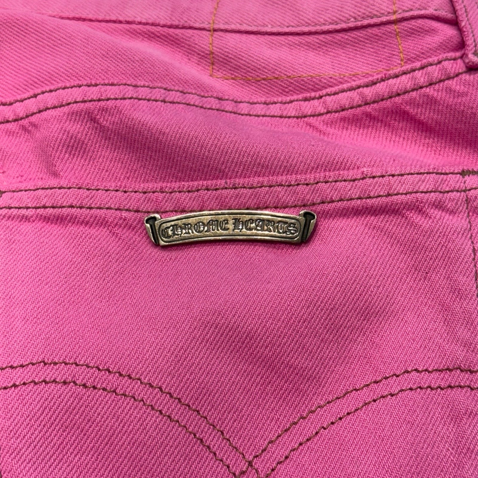 CHROME HEARTS × Levi's VNTG Pink Cross Leather Patch Denim