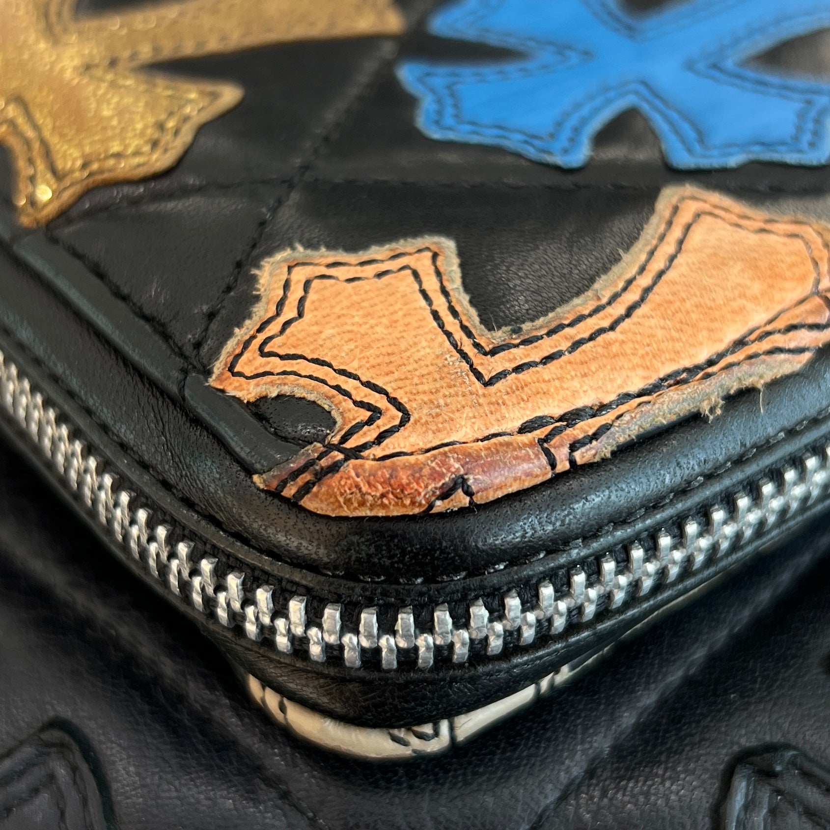 CHROME HEARTS Multi Cemetery Cross Leather Patch Quilting Wallet クロムハーツ マルチ セメタリークロス レザーパッチ キルティング ウォレット