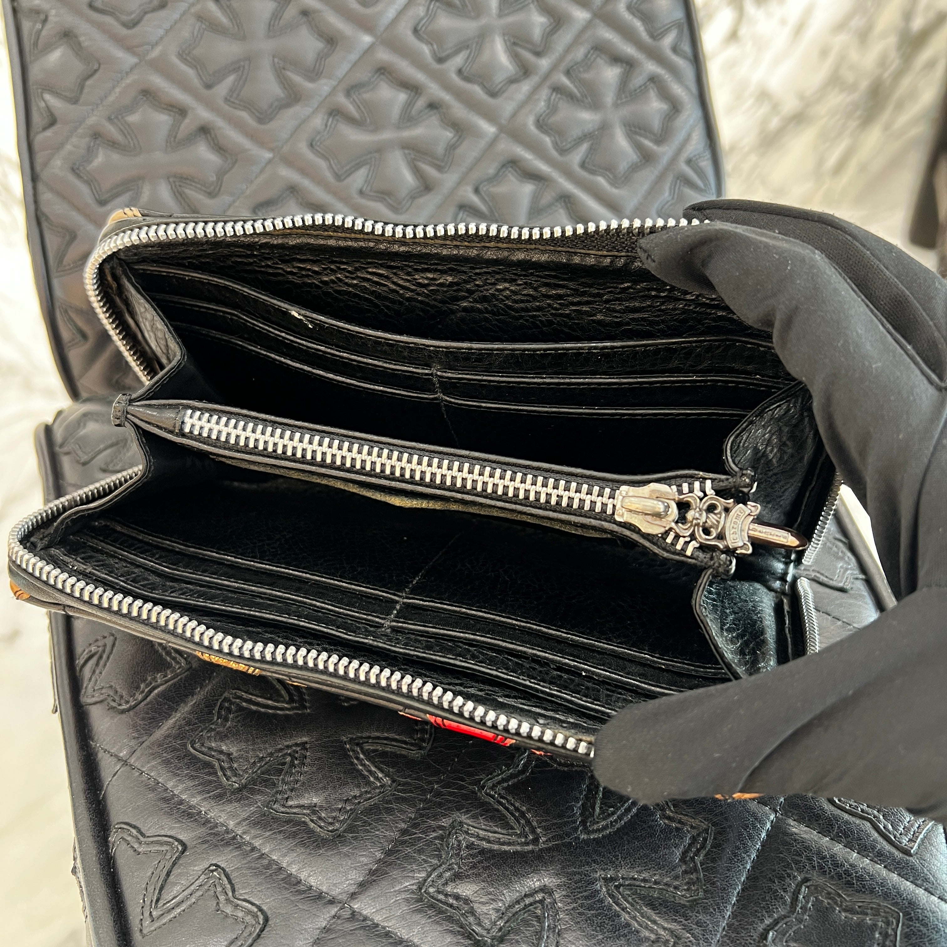 CHROME HEARTS Multi Cemetery Cross Leather Patch Quilting Wallet クロムハーツ マルチ セメタリークロス レザーパッチ キルティング ウォレット