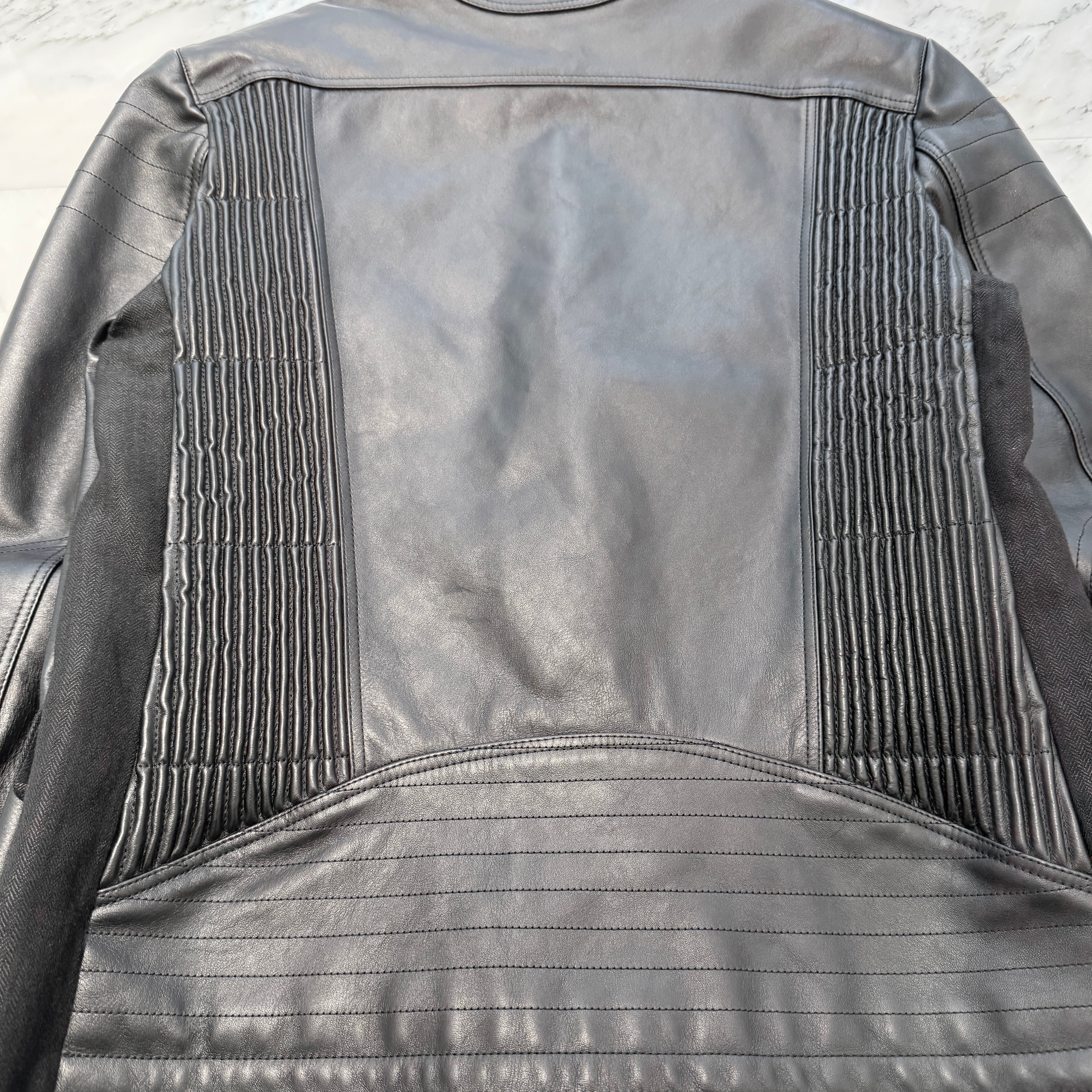 NEIL BARRETT Leather Sleeved Jacket BGI85C C1109 Size 48 ニールバレット レザースリーブ ジャケット サイズ48