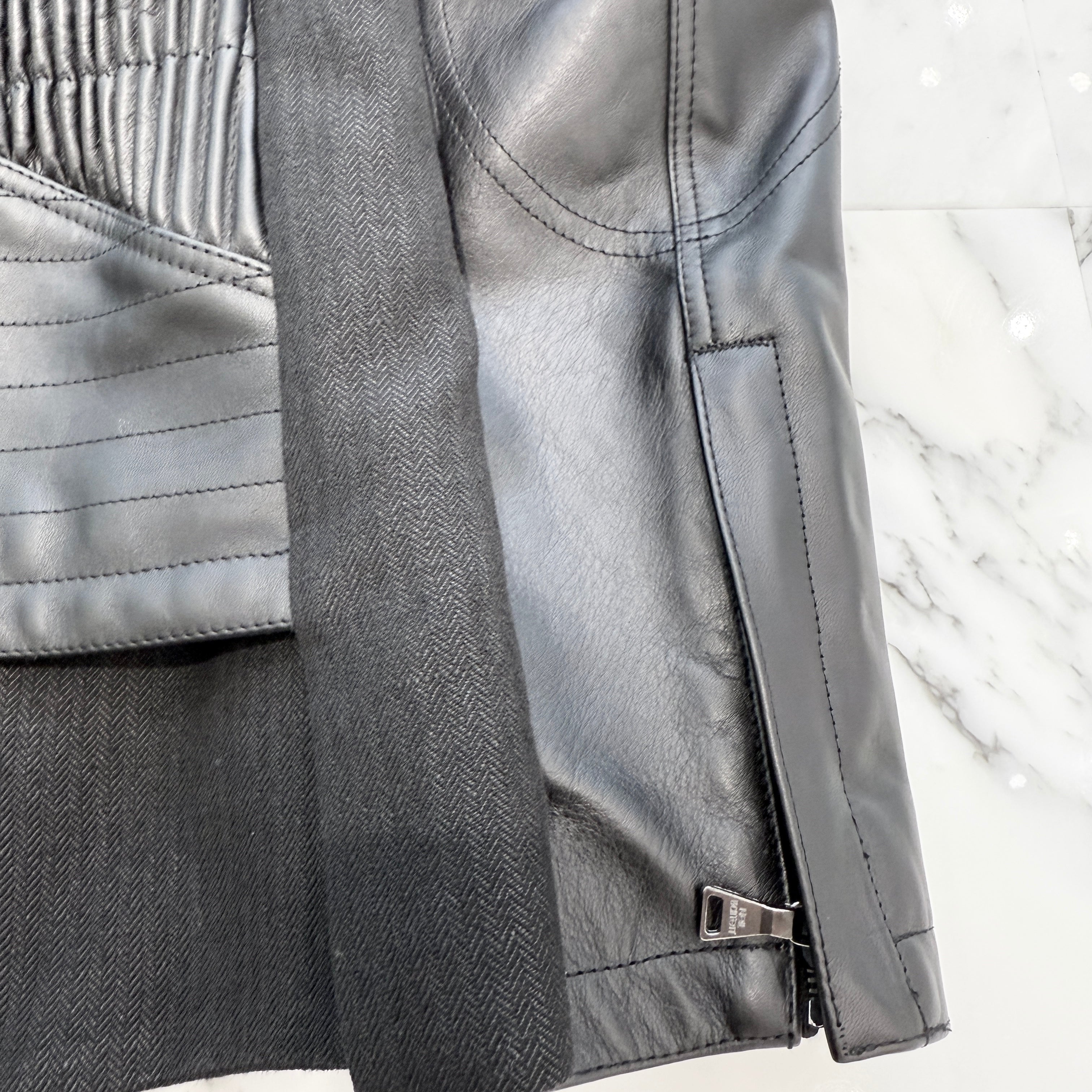 NEIL BARRETT Leather Sleeved Jacket BGI85C C1109 Size 48 ニールバレット レザースリーブ ジャケット サイズ48