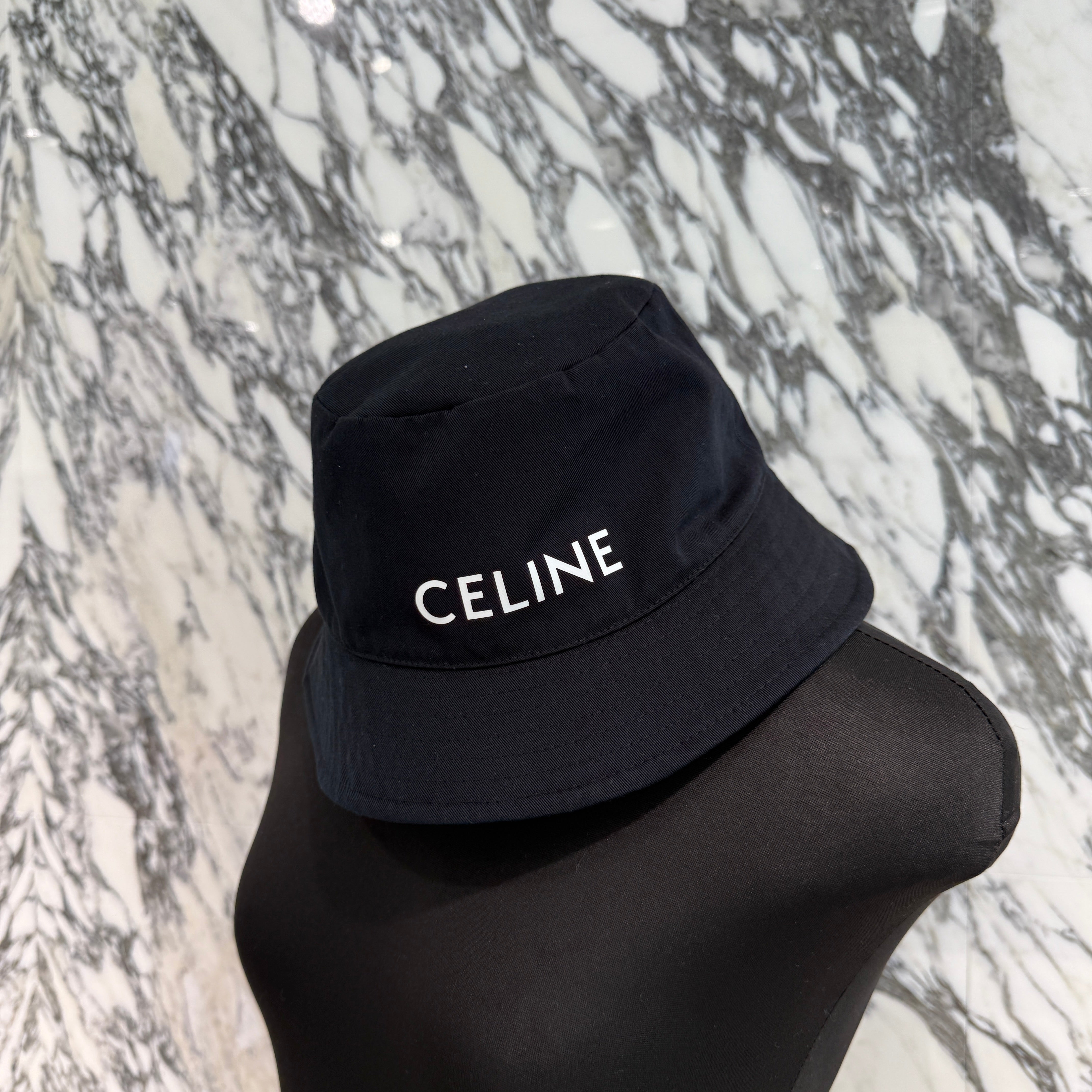 CELINE 2022SS Logo Print Cotton Bucket Hat 2AU5B968P Size L セリーヌ ロゴプリント コットン バケットハット サイズL