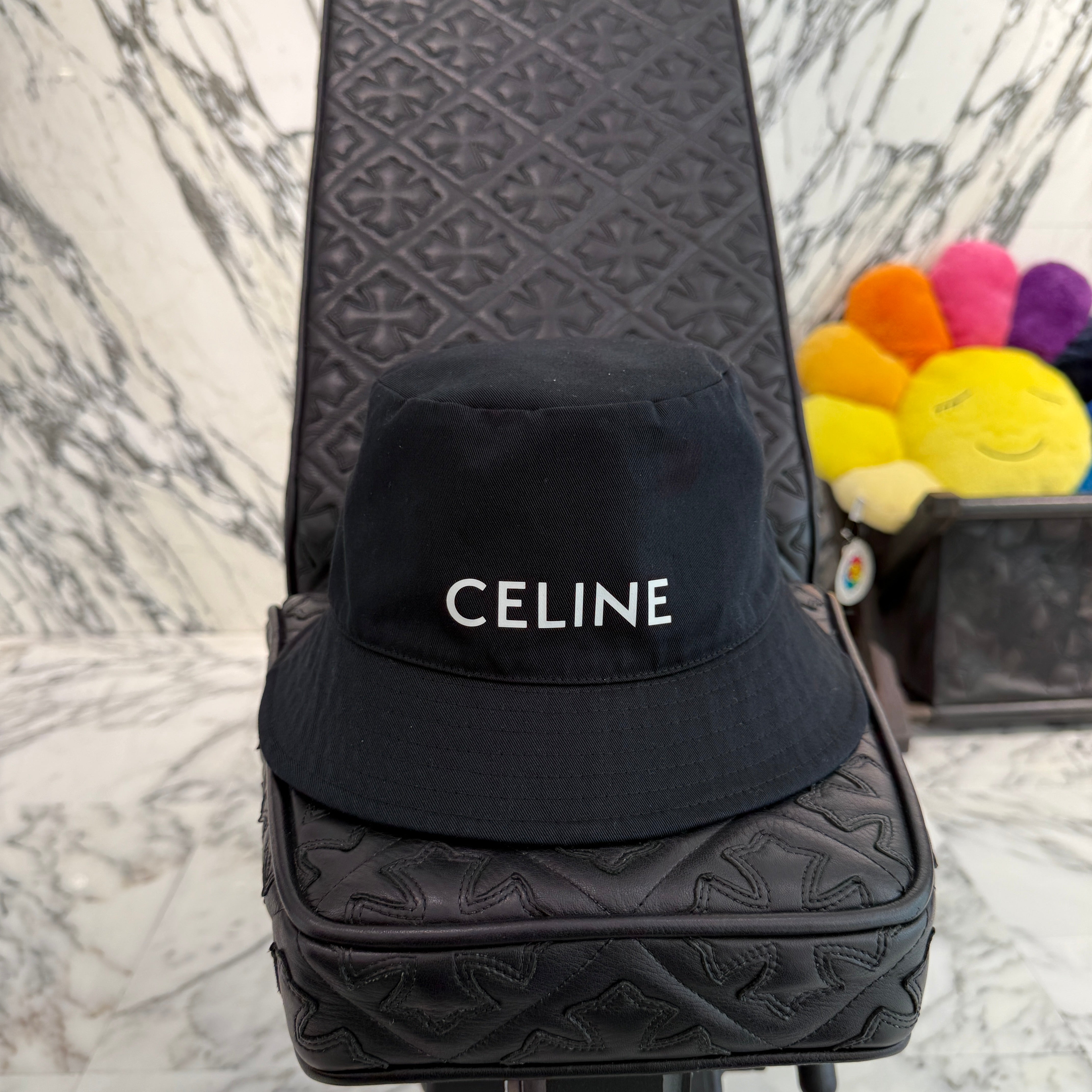 CELINE 2022SS Logo Print Cotton Bucket Hat 2AU5B968P Size L セリーヌ ロゴプリント コットン バケットハット サイズL