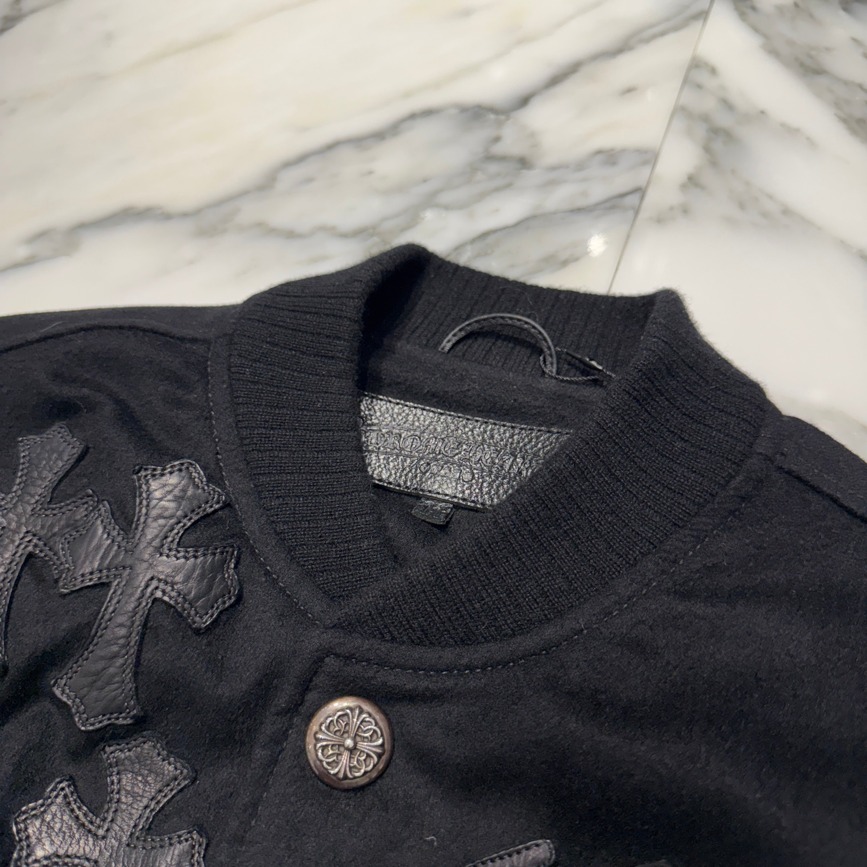 CHROME HEARTS LETTERMAN Cemetery Cross Patch Blouson Jacket Size M クロムハーツ レターマン セメタリークロスパッチ ブルゾンジャケット サイズM