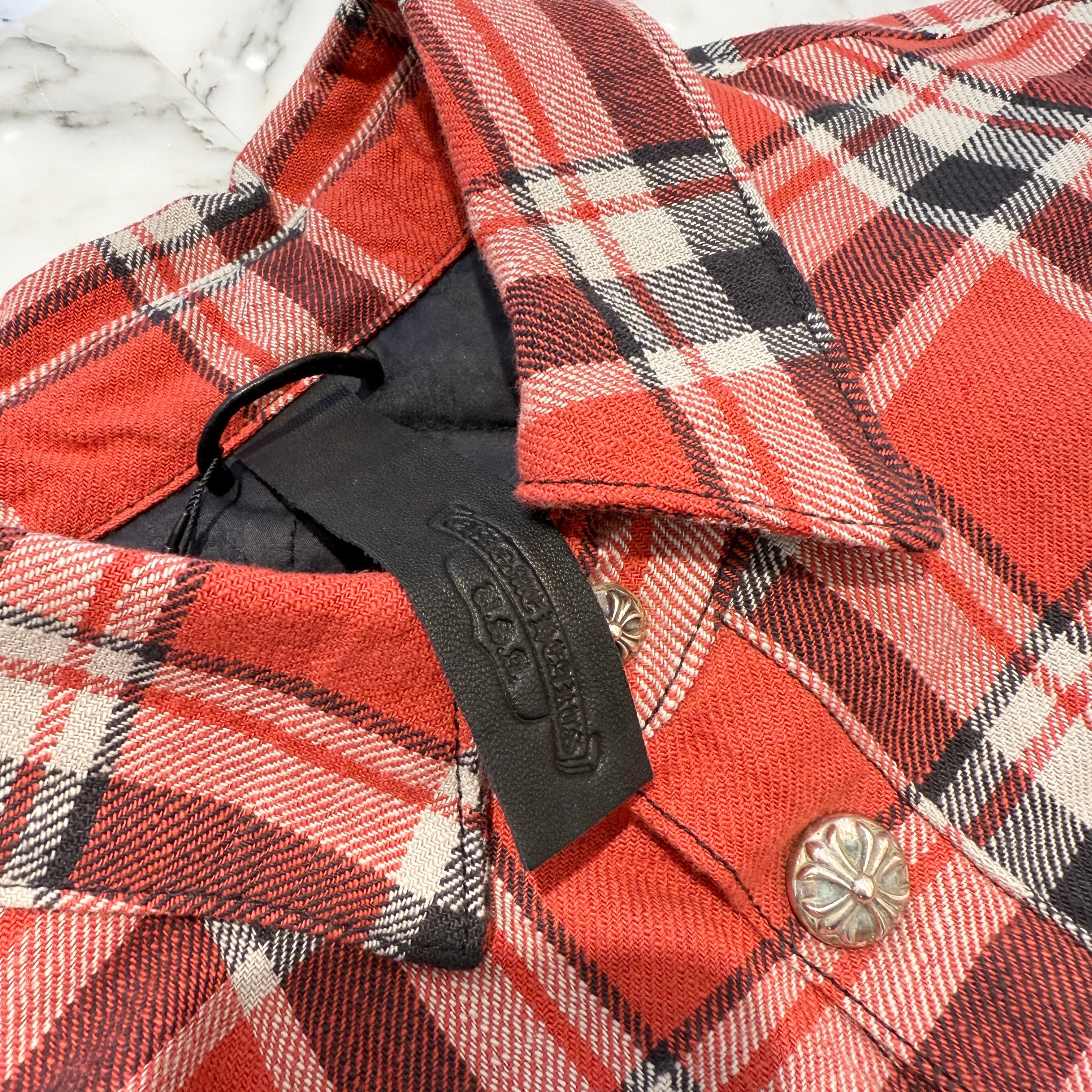 CHROME HEARTS Y NOT Workn Padded FLANNEL CHECK SHIRT JACKET Size M クロムハーツ ワイノット ワーキンパデッド フランネルチェック シャツジャケット サイズM