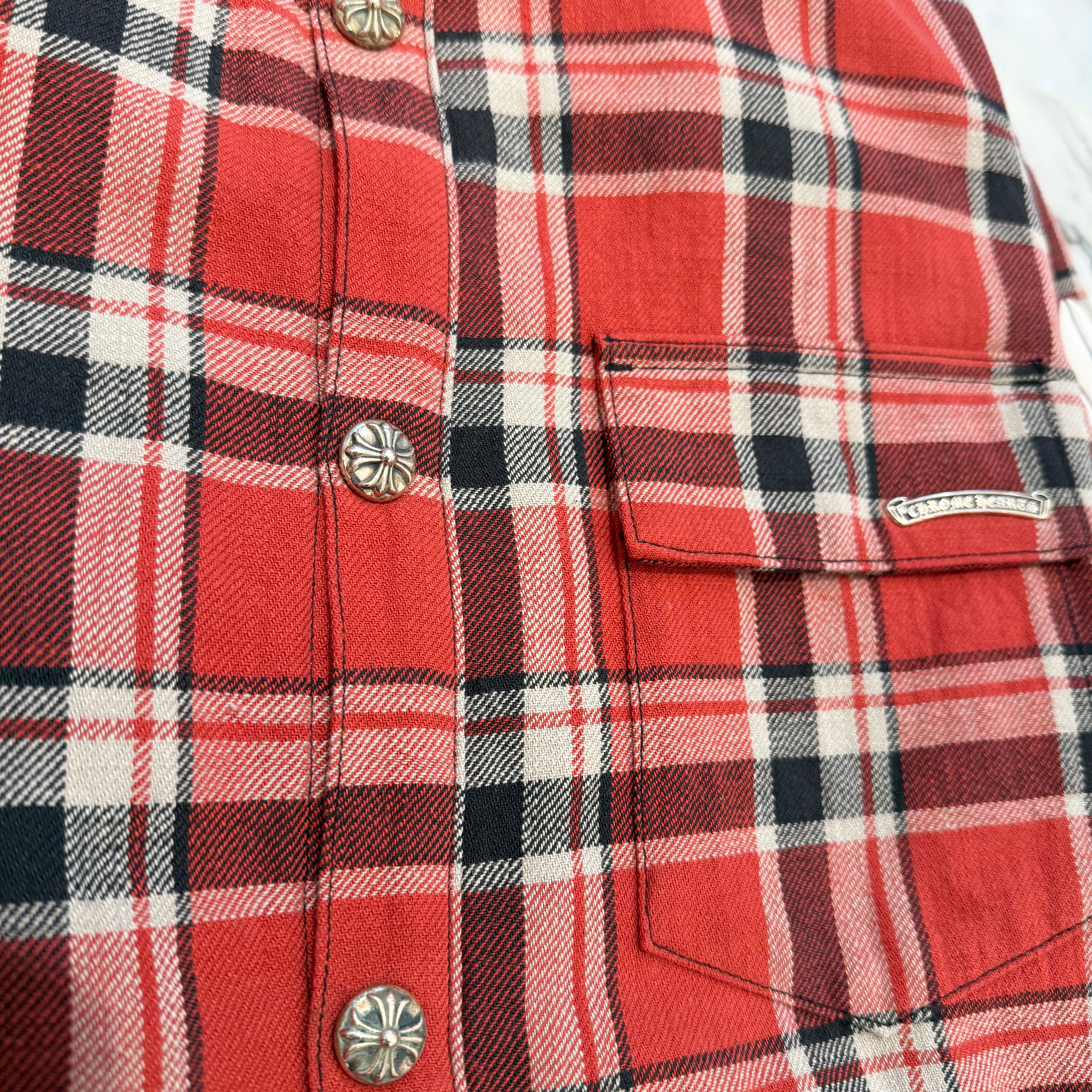 CHROME HEARTS Y NOT Workn Padded FLANNEL CHECK SHIRT JACKET Size M クロムハーツ ワイノット ワーキンパデッド フランネルチェック シャツジャケット サイズM