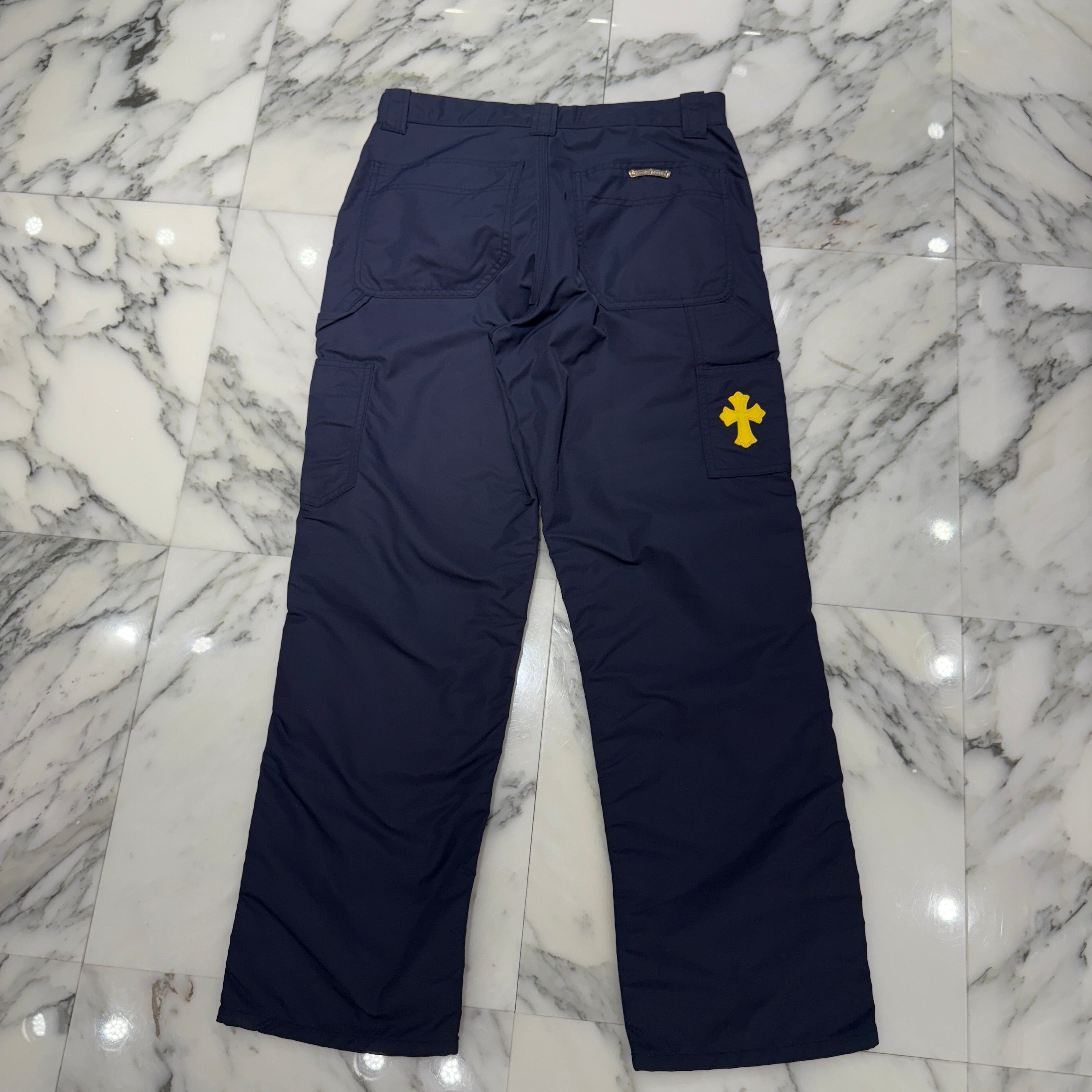 CHROME HEARTS Carpenter Leather Double Knee Nylon Leather Cross Patch Pants Size 30 クロムハーツ カーペンター レザーダブルニー ナイロン レザークロスパッチ ロングパンツ サイズ30