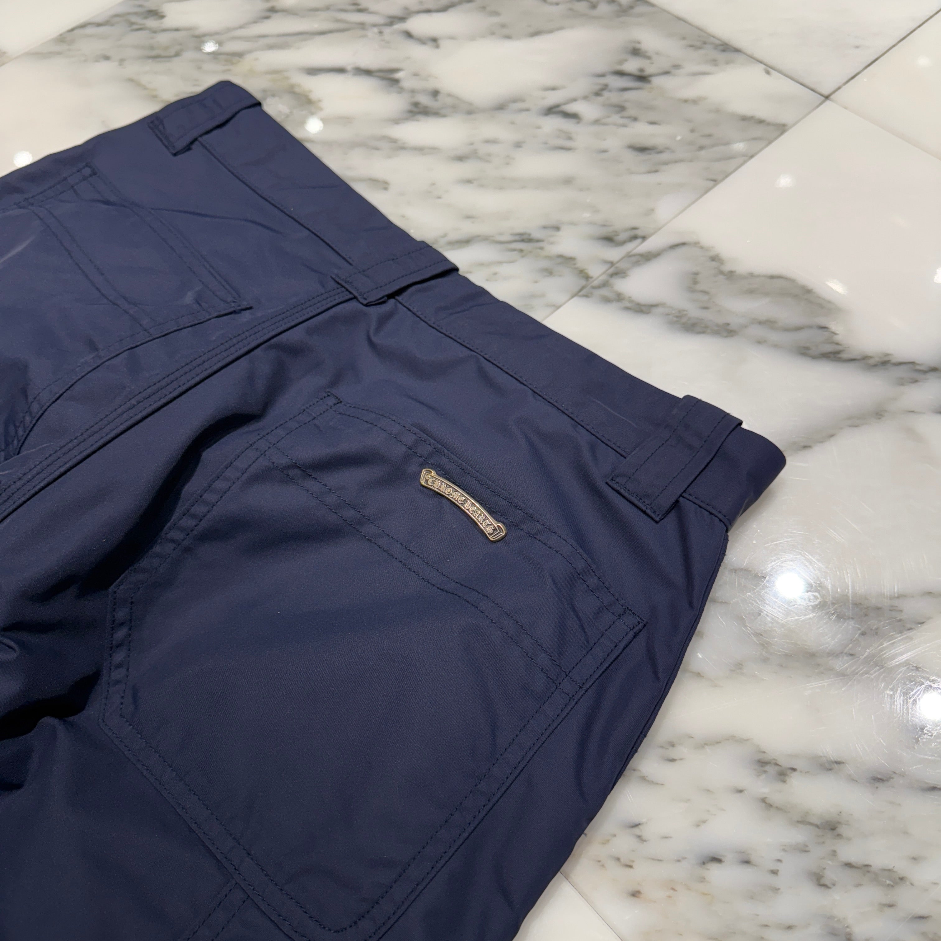 CHROME HEARTS Carpenter Leather Double Knee Nylon Leather Cross Patch Pants Size 30 クロムハーツ カーペンター レザーダブルニー ナイロン レザークロスパッチ ロングパンツ サイズ30