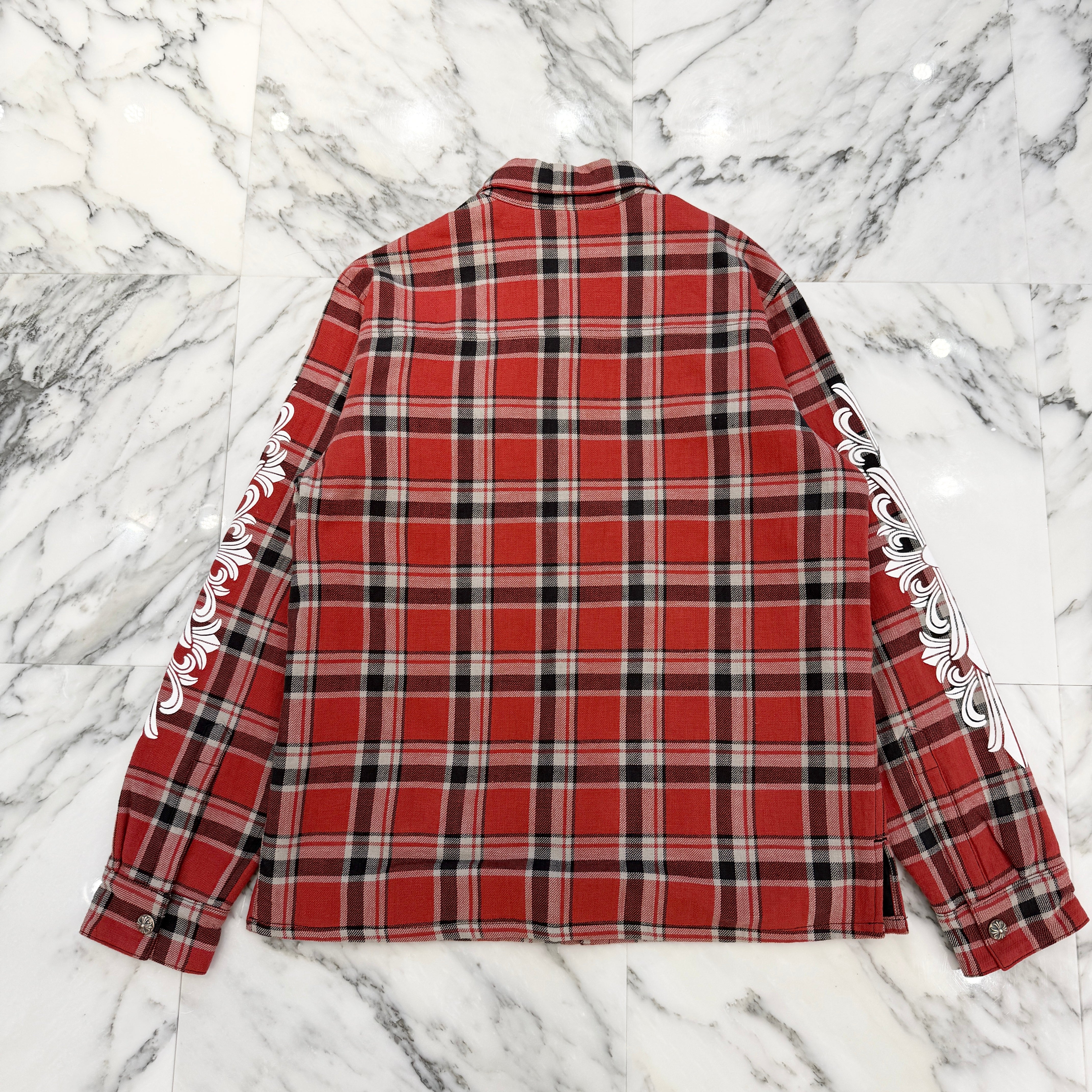 CHROME HEARTS Y NOT Workn Padded FLANNEL CHECK SHIRT JACKET Size M クロムハーツ ワイノット ワーキンパデッド フランネルチェック シャツジャケット サイズM