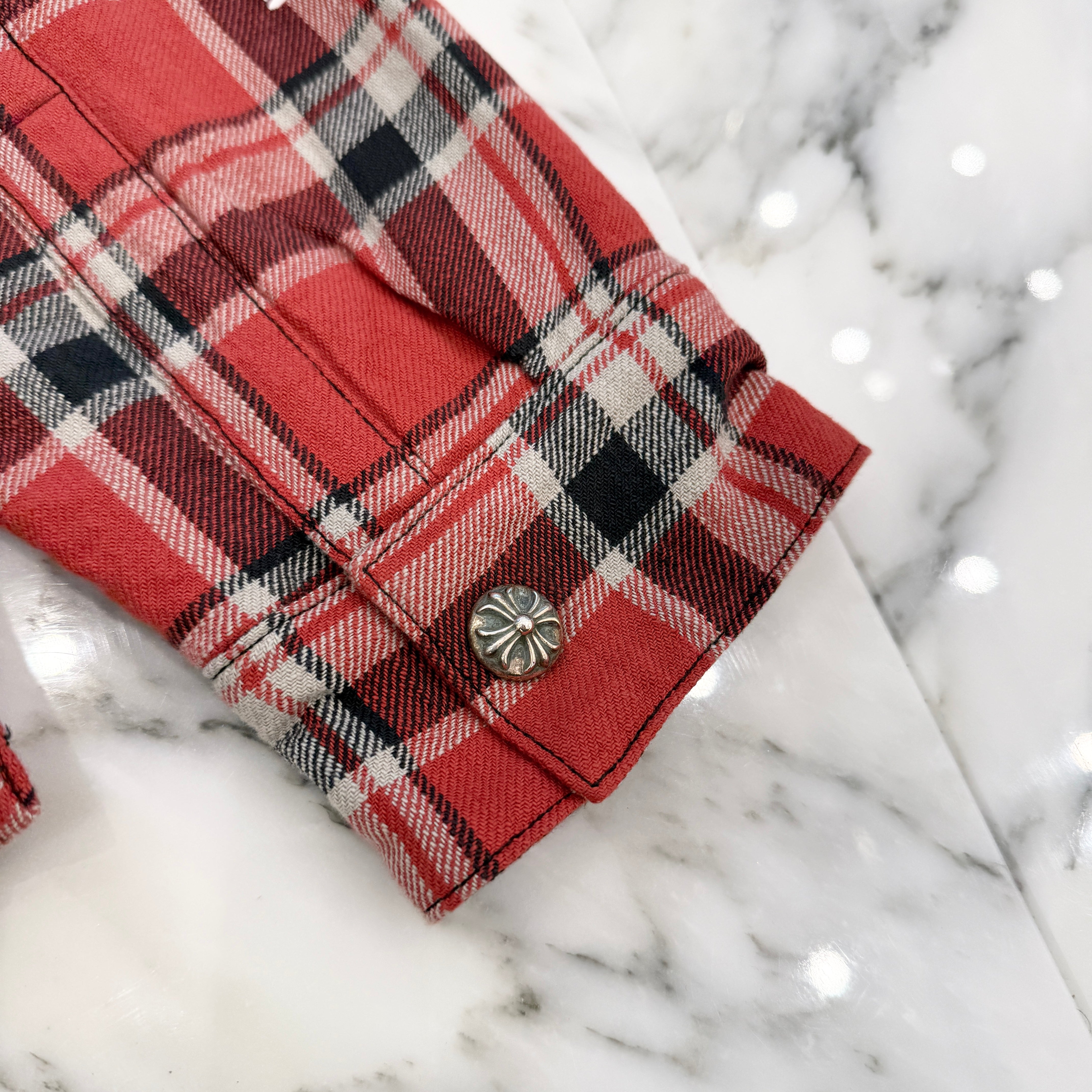 CHROME HEARTS Y NOT Workn Padded FLANNEL CHECK SHIRT JACKET Size M クロムハーツ ワイノット ワーキンパデッド フランネルチェック シャツジャケット サイズM