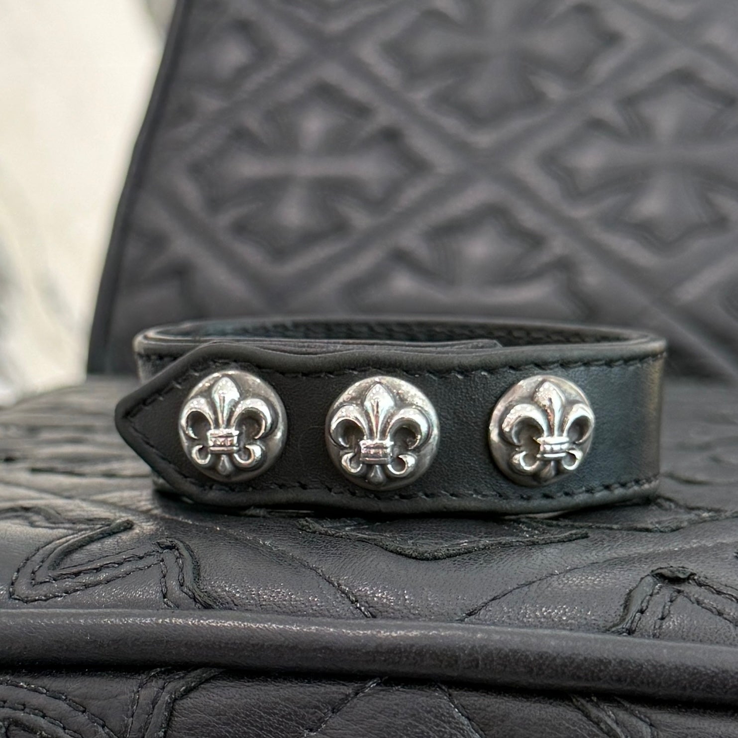 CHROME HEARTS BS Flare 3BTN 2SNP LEATHER BRACELET クロムハーツ BSフレア 3ボタン 2スナップ レザーブレスレット