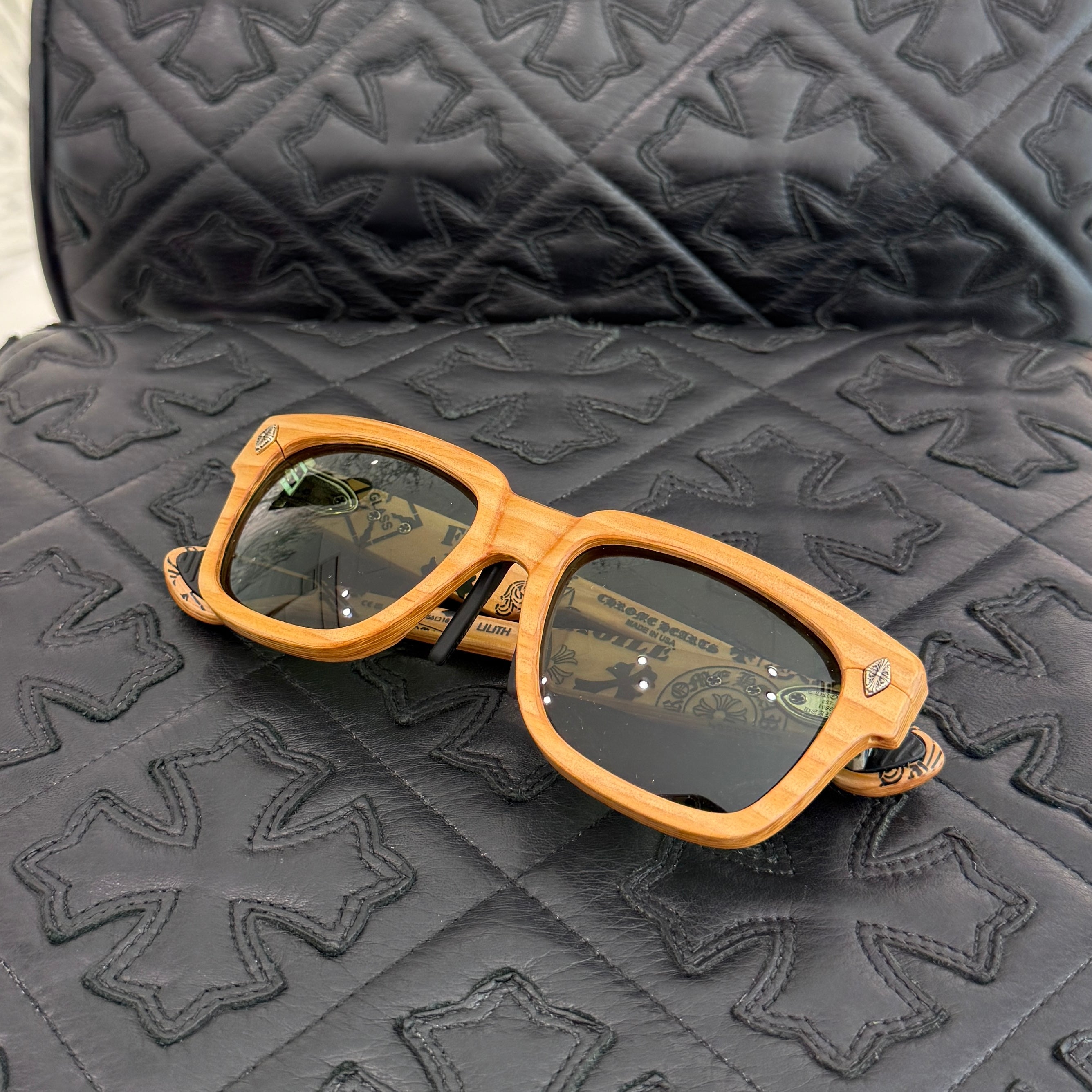 CHROME HEARTS LILITH Stencil Wood Sunglasses "BROWN/GREEN" Size 56□18-144 クロムハーツ リリス ステンシル ウッド サングラス "ブラウン/グリーン" サイズ56□18-144