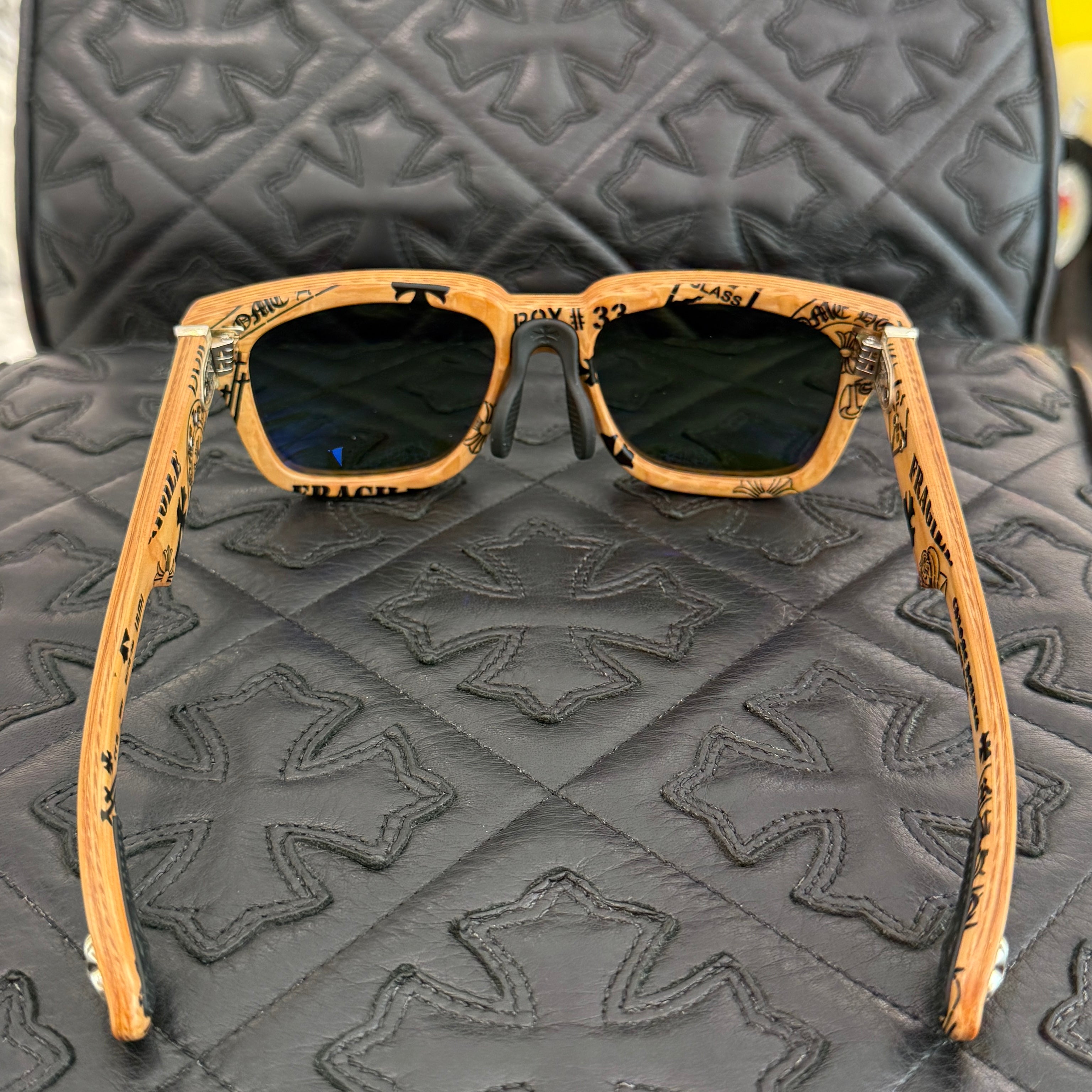 CHROME HEARTS LILITH Stencil Wood Sunglasses "BROWN/GREEN" Size 56□18-144 クロムハーツ リリス ステンシル ウッド サングラス "ブラウン/グリーン" サイズ56□18-144