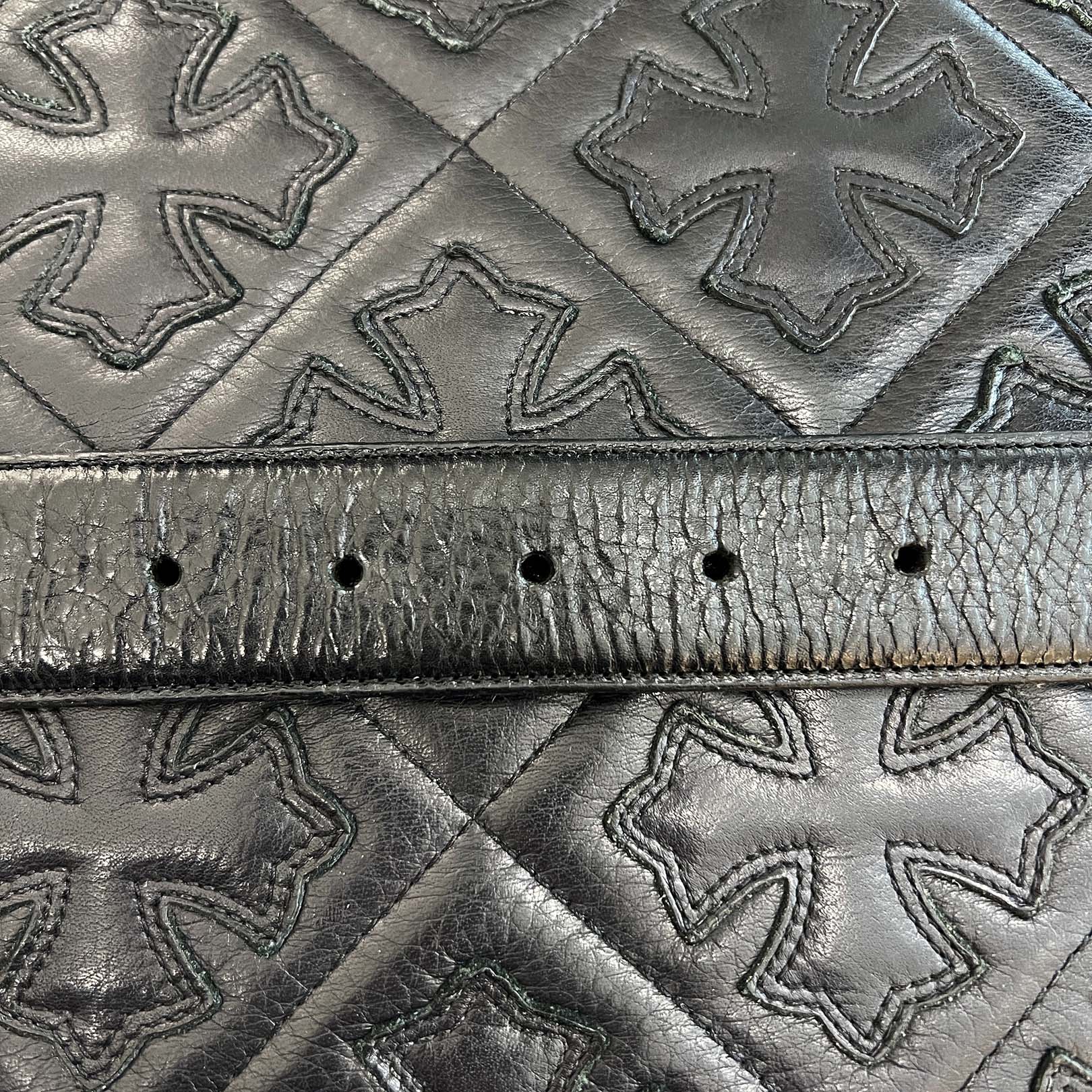 CHROME HEARTS 1.5 STRAP Horseshoe Rivet Leather Belt Size 32 クロムハーツ 1.5ストラップ ホースシューリベット レザーベルト サイズ32